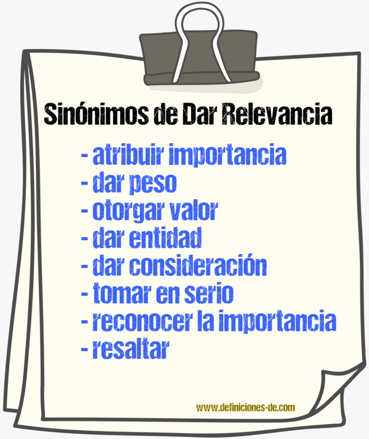Sinónimos de dar relevancia