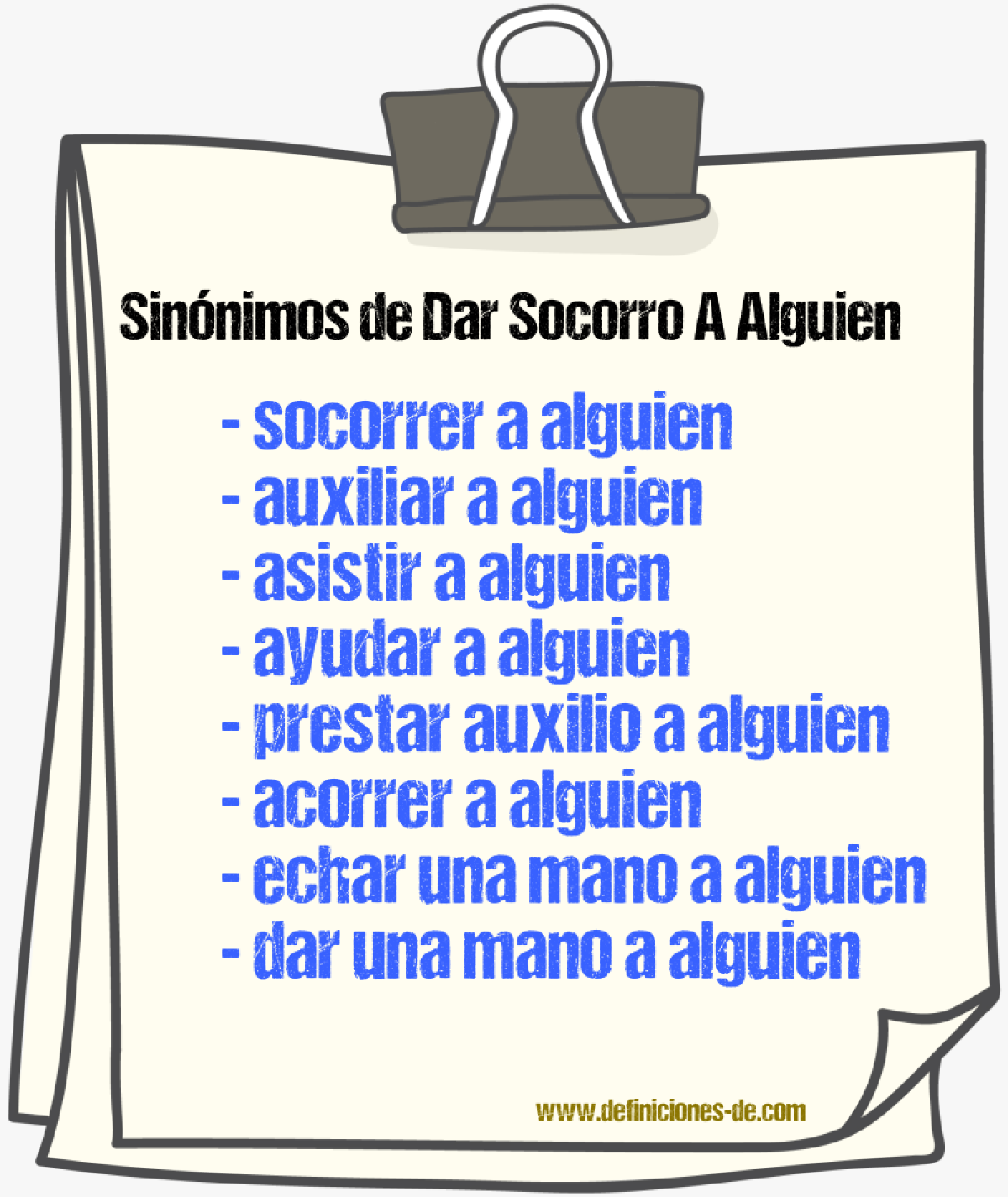 Sinónimos de dar socorro a alguien