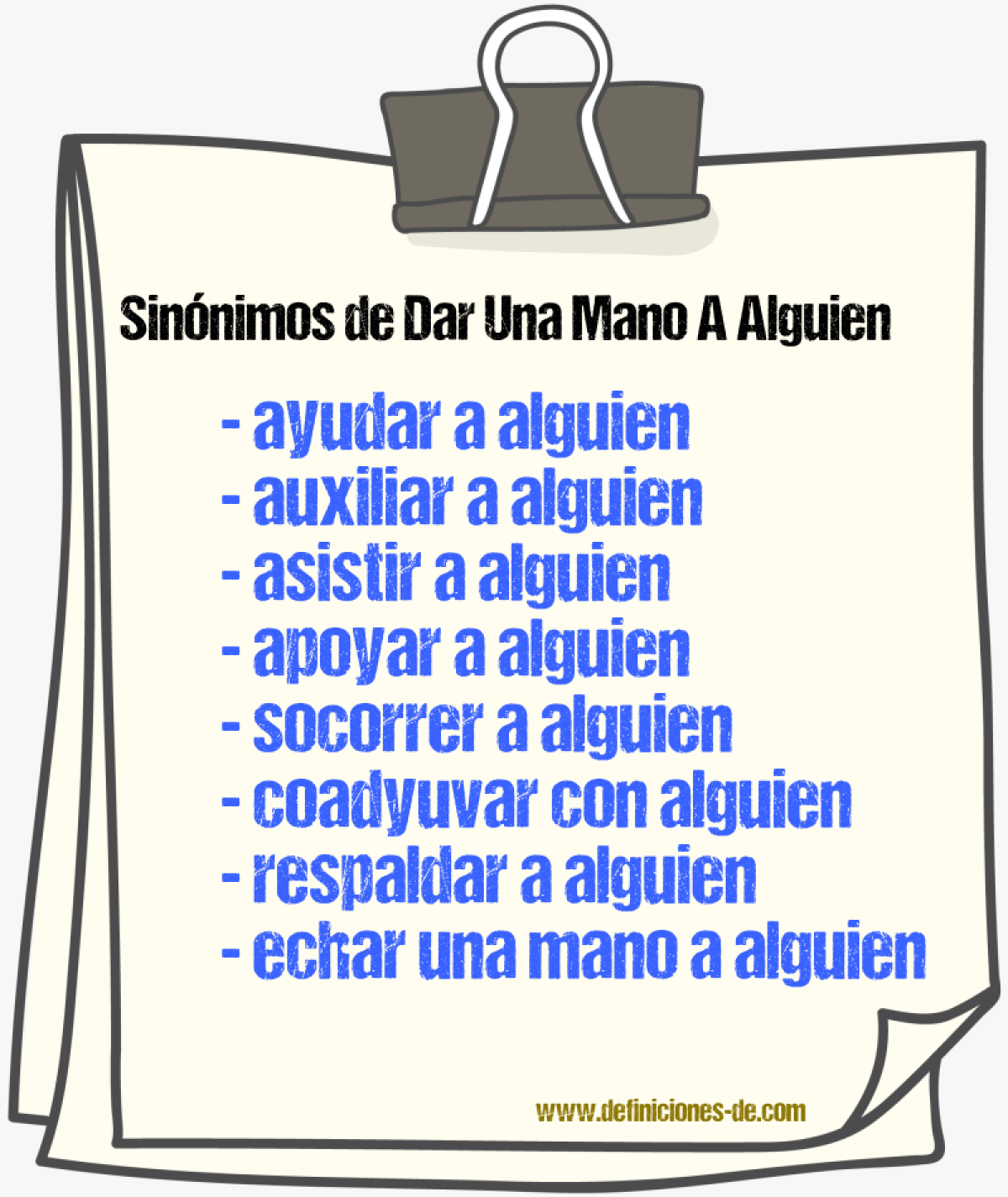 Sinónimos de dar una mano a alguien