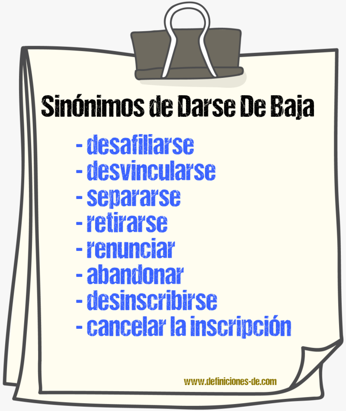 Sinónimos de darse de baja