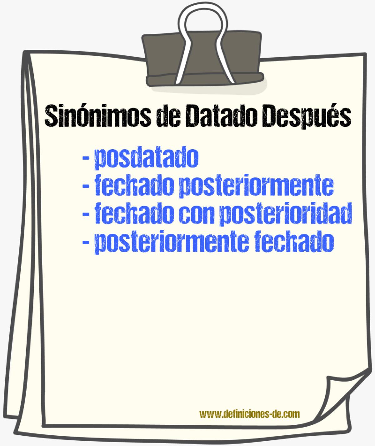 Sinónimos de datado después