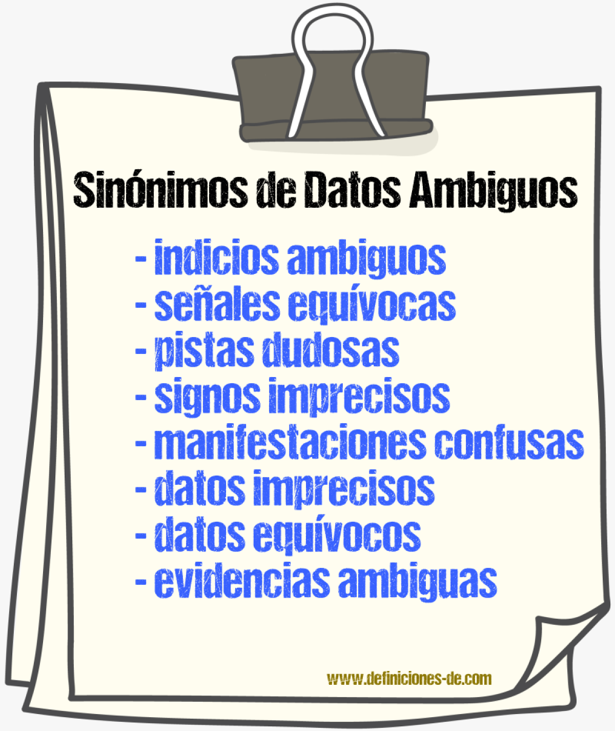 Sinónimos de datos ambiguos