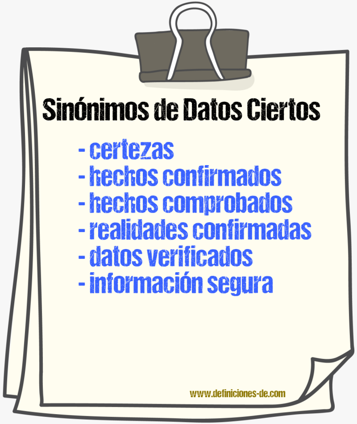 Sinónimos de datos ciertos