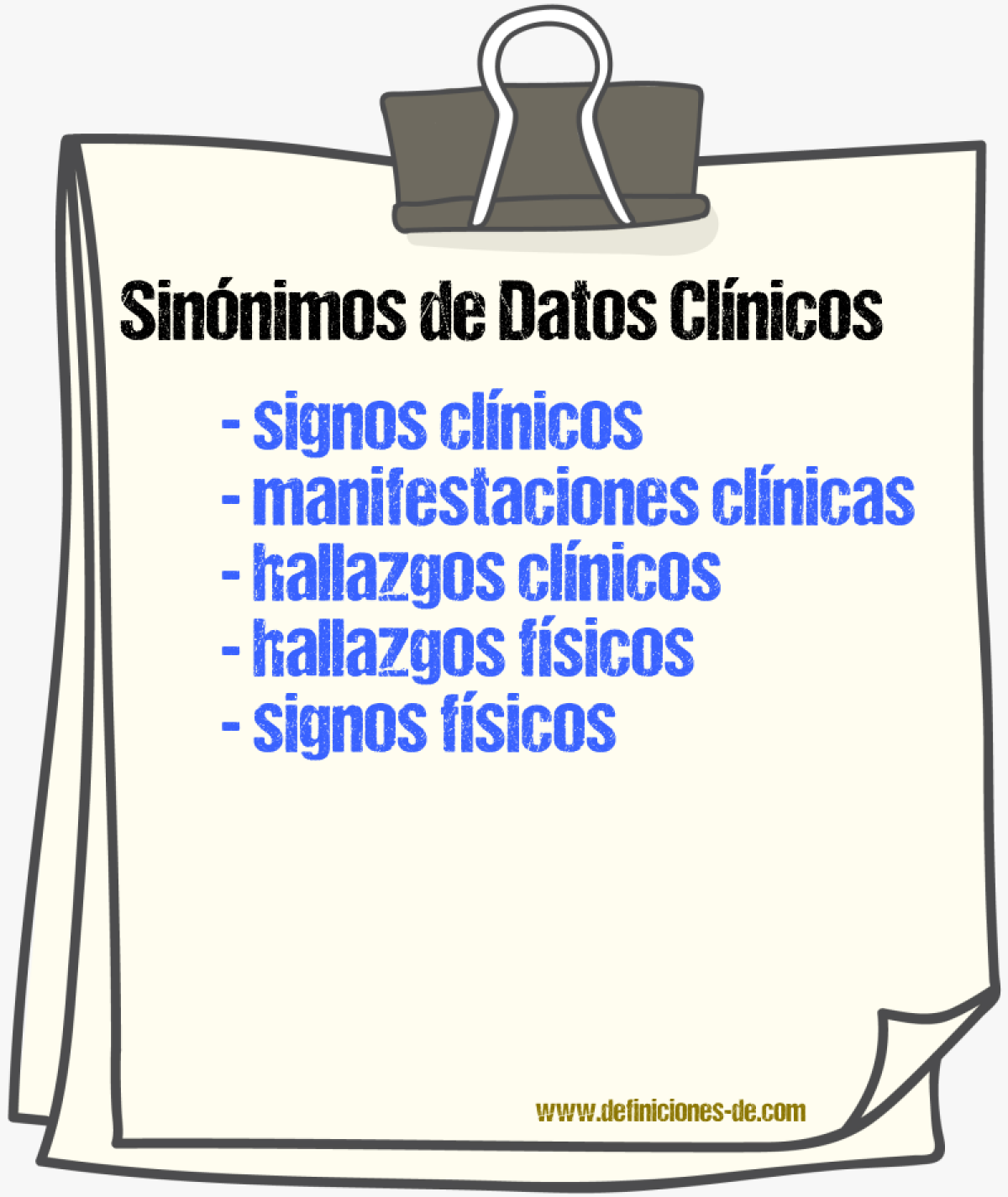 Sinónimos de datos clínicos