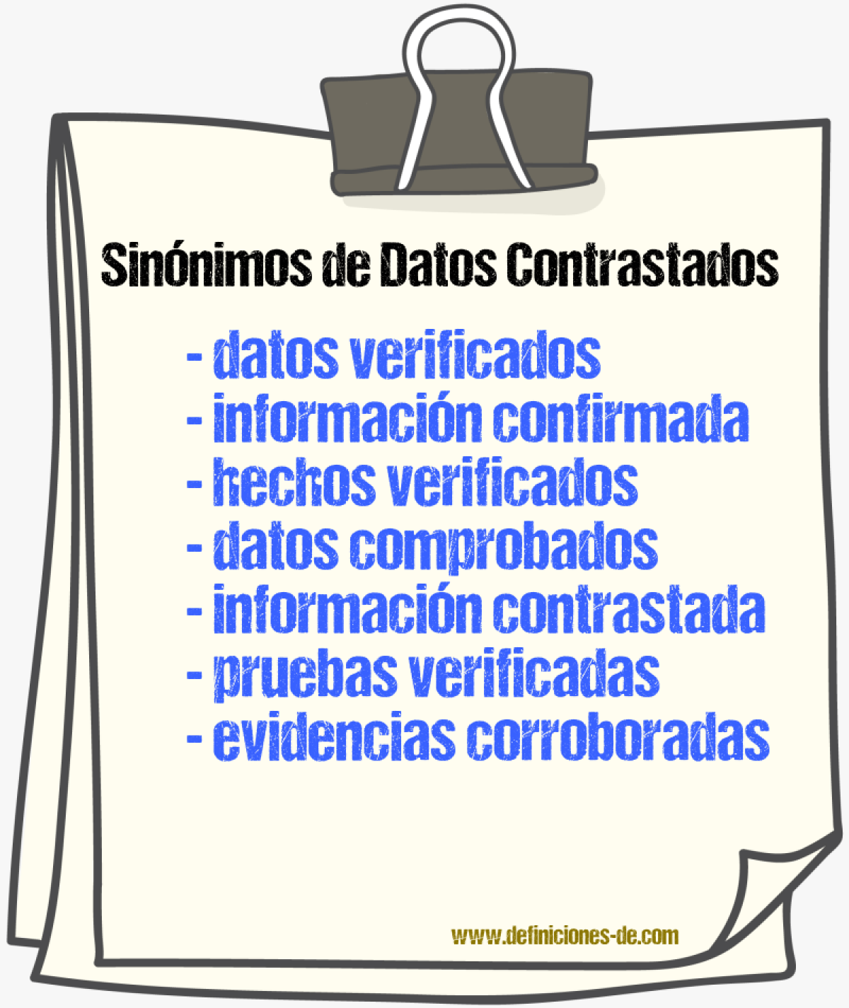 Sinónimos de datos contrastados