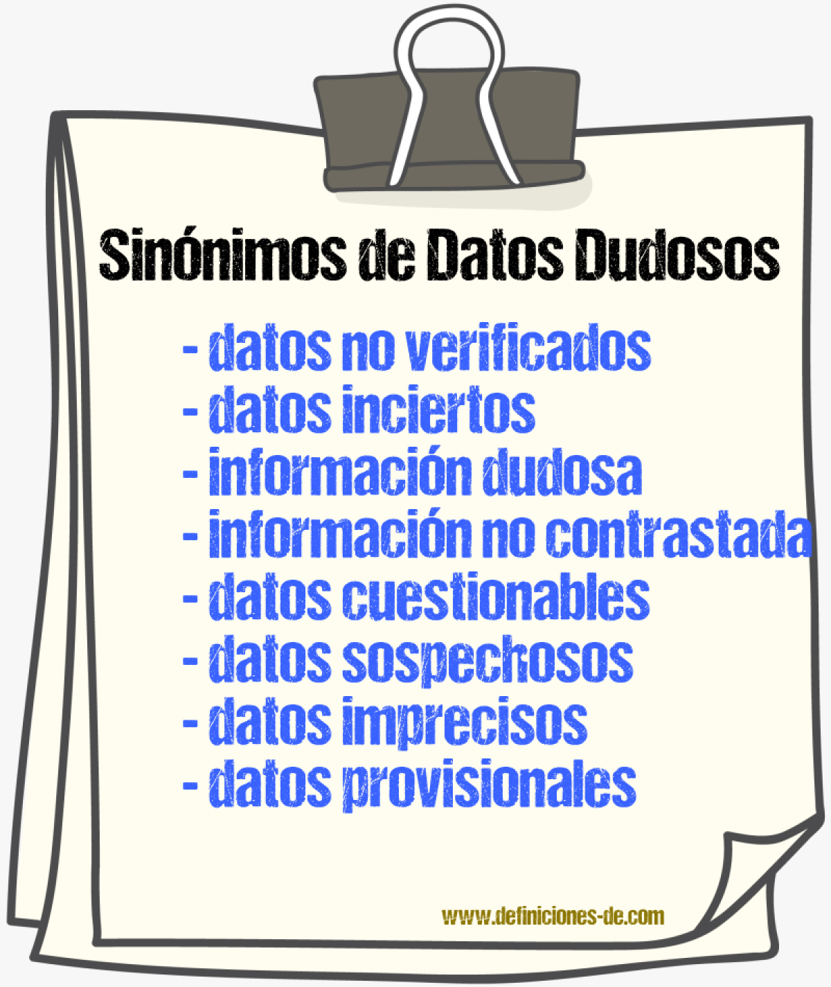 Sinónimos de datos dudosos