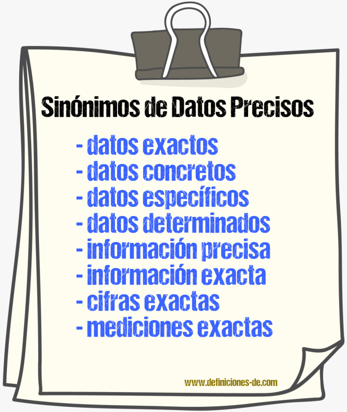 Sinónimos de datos precisos