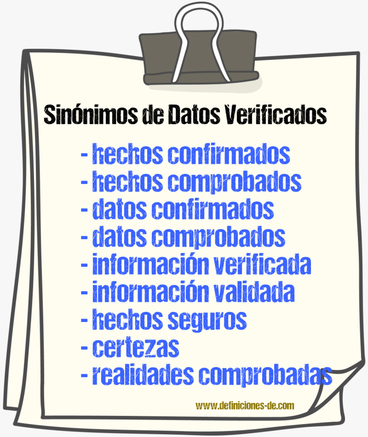 Sinónimos de datos verificados