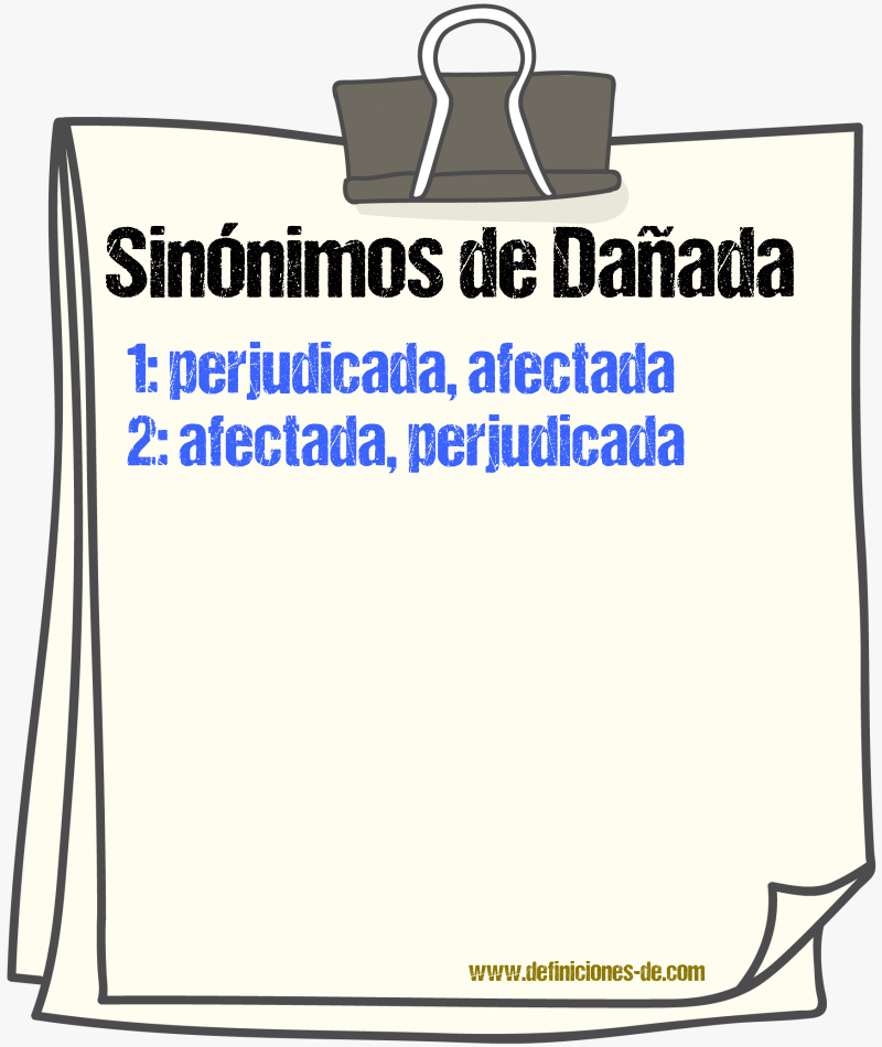 Sinónimos de dañada