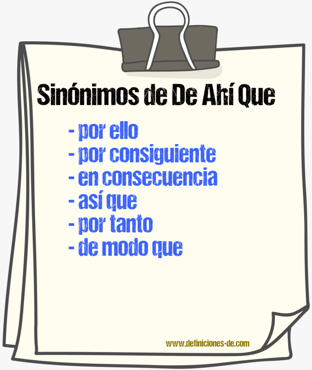 Sinónimos de de ahí que