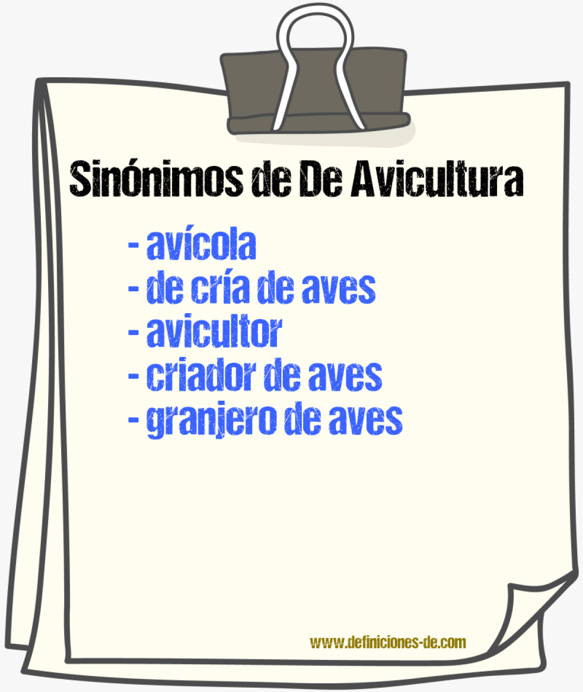 Sinónimos de de avicultura
