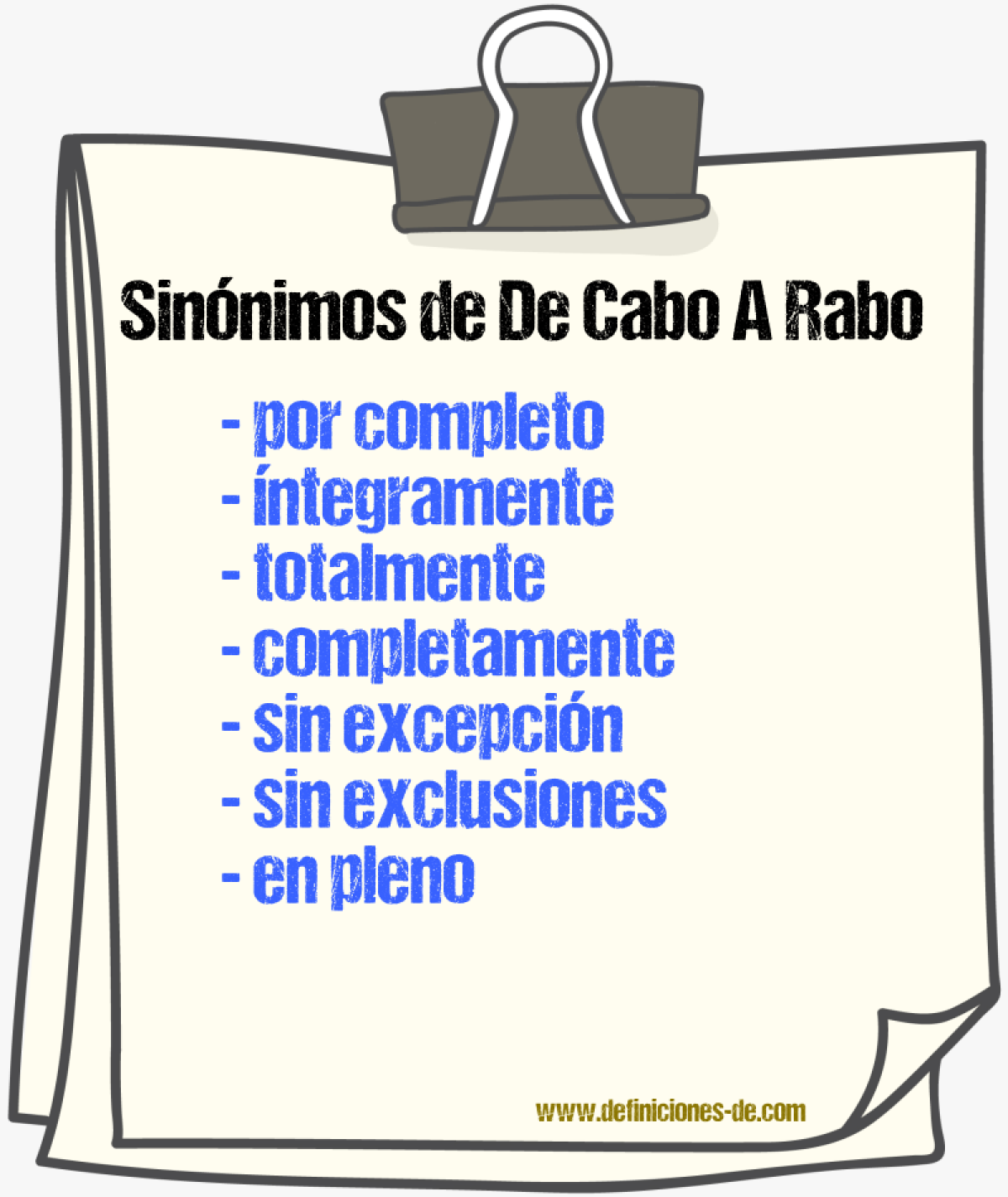 Sinónimos de de cabo a rabo