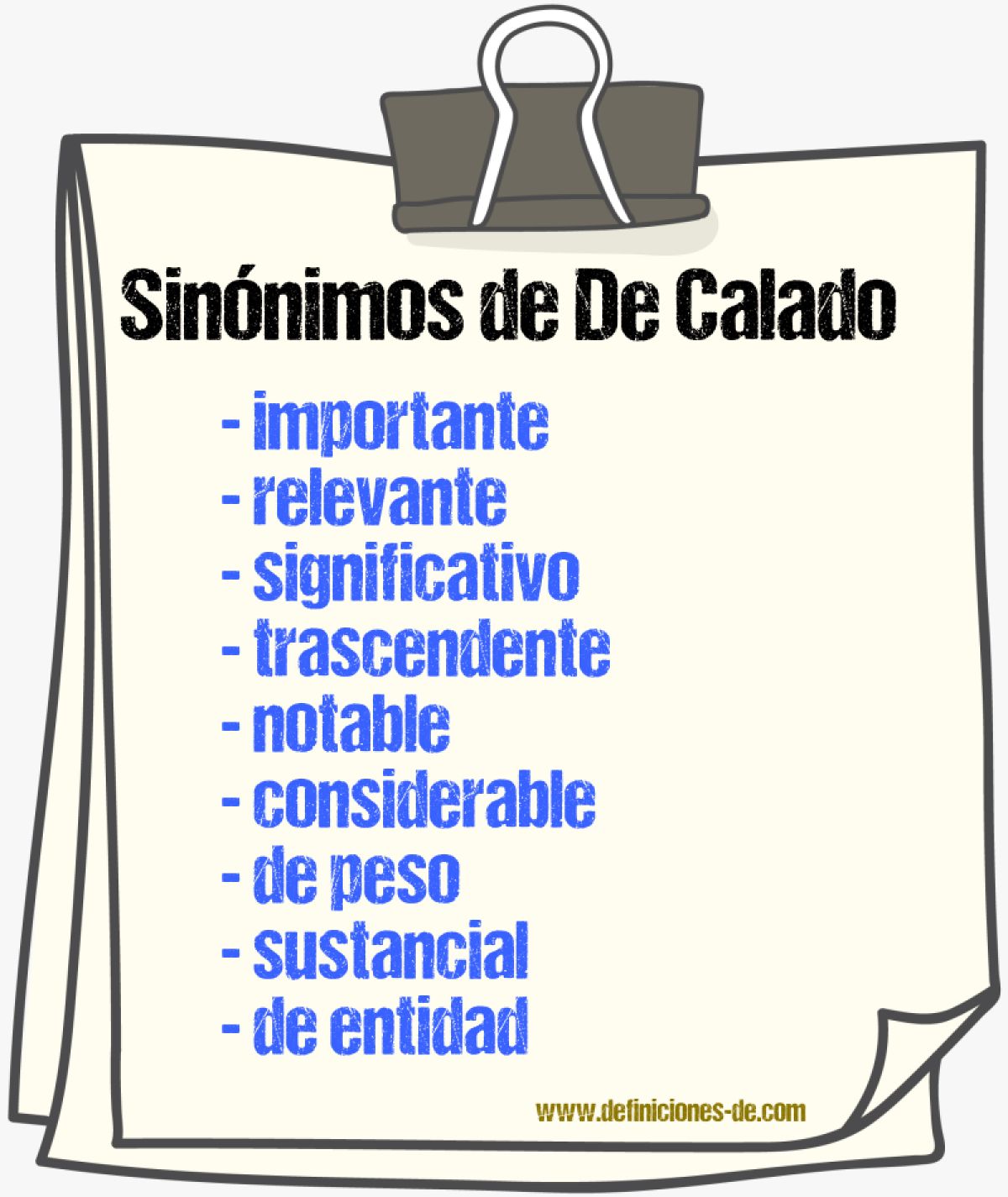 Sinónimos de de calado