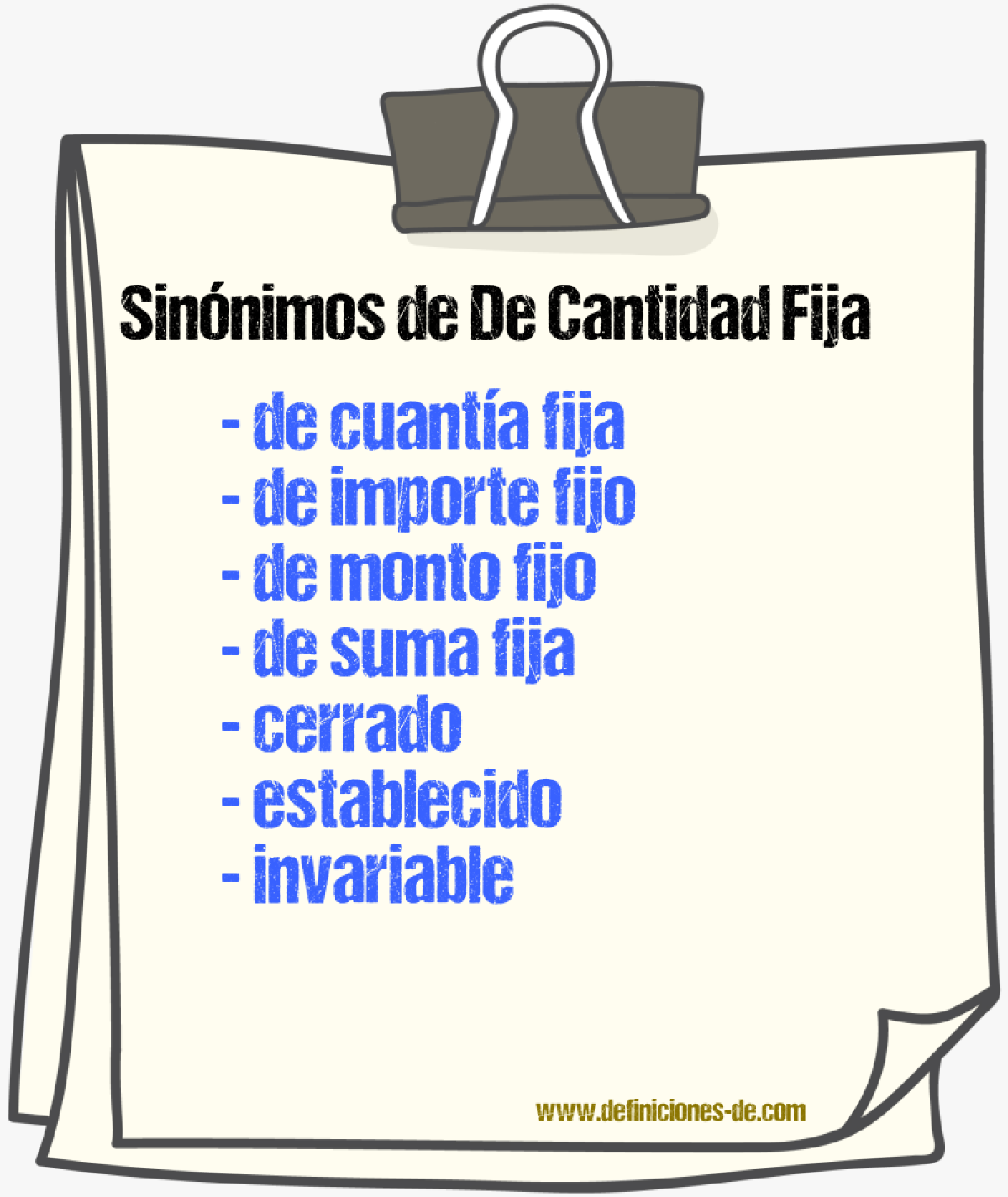 Sinónimos de de cantidad fija