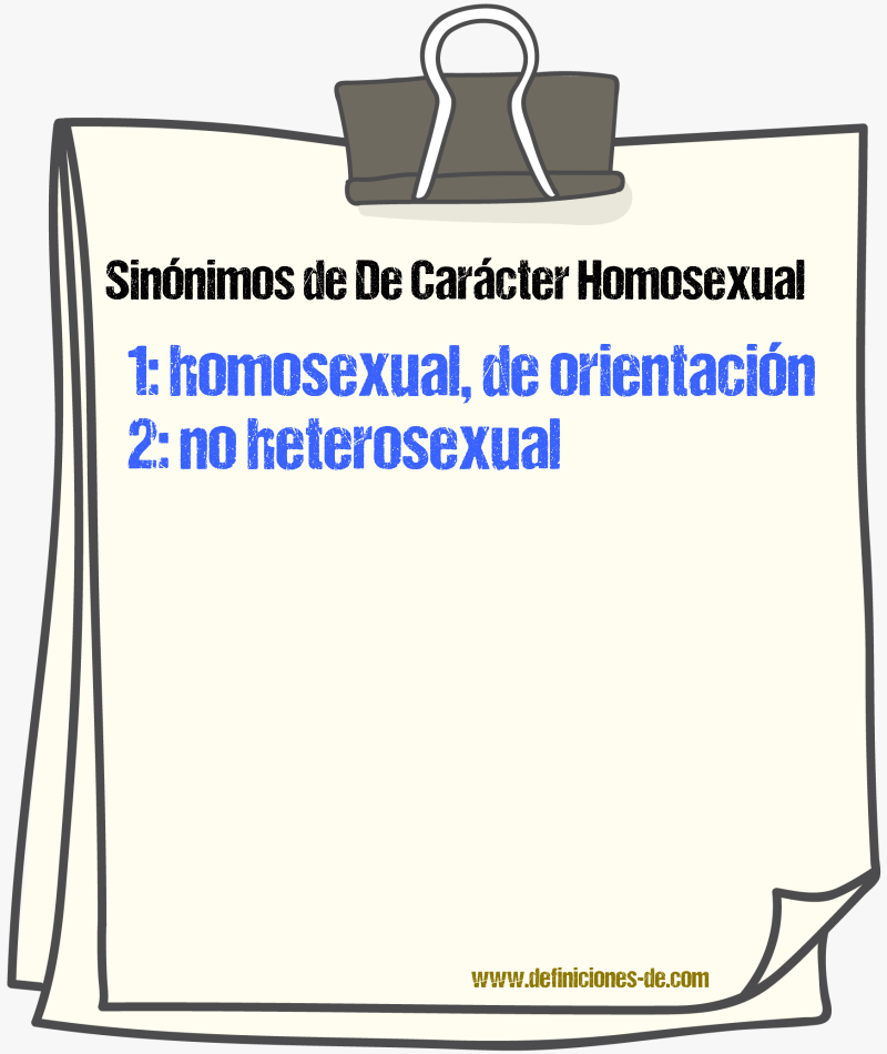 Sinónimos de de carácter homosexual