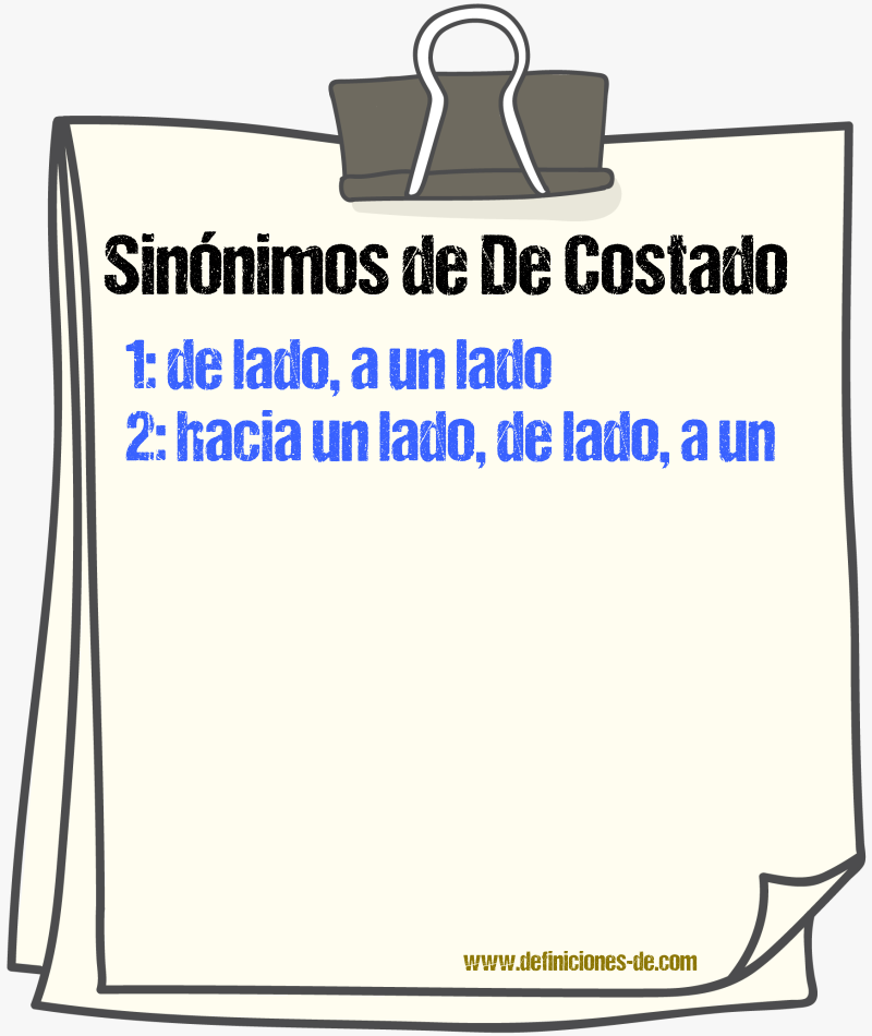 Sinónimos de de costado