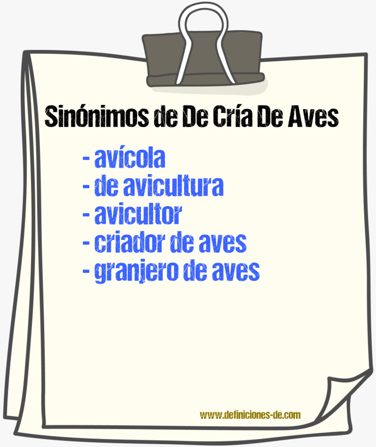 Sinónimos de de cría de aves
