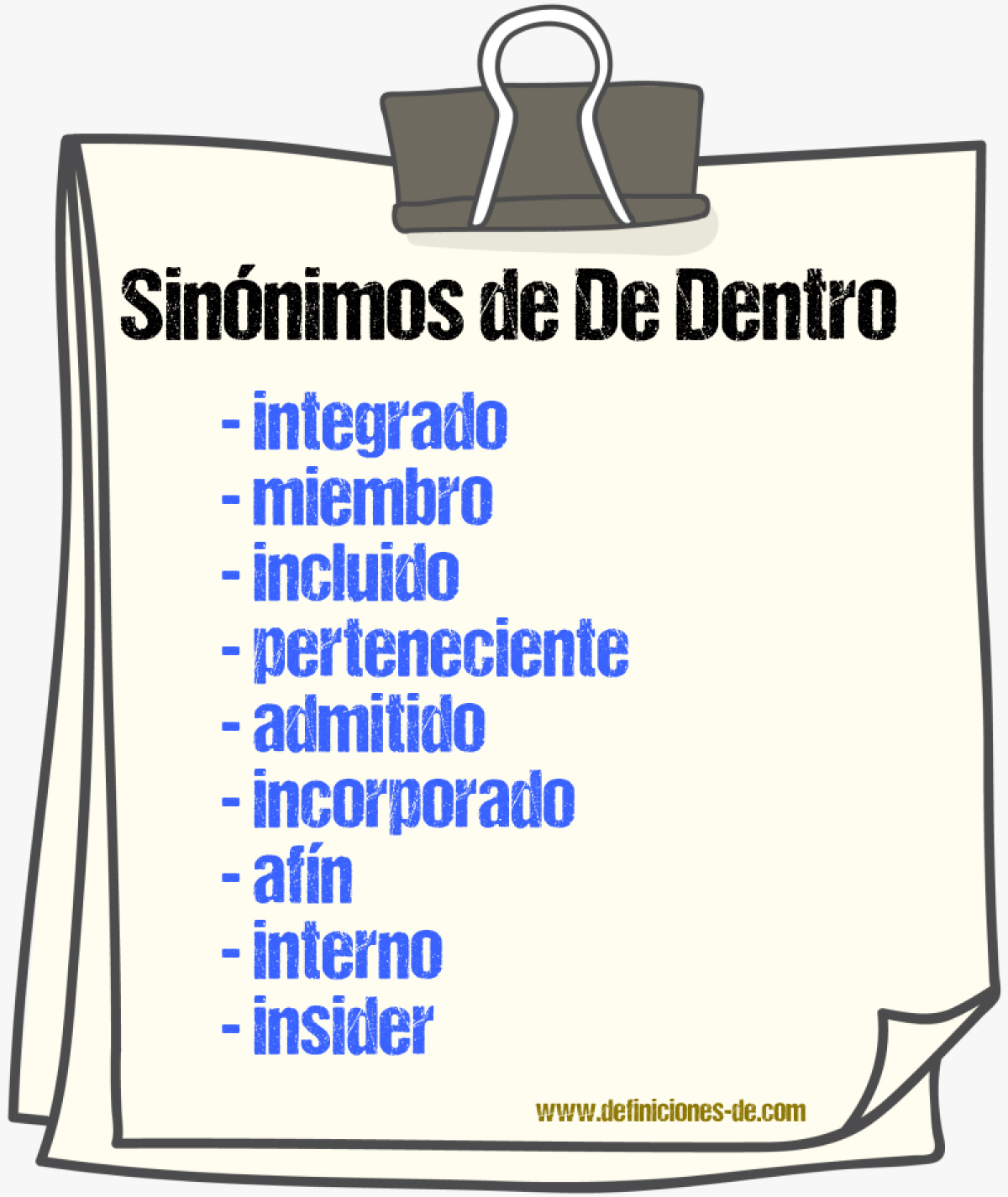 Sinónimos de de dentro