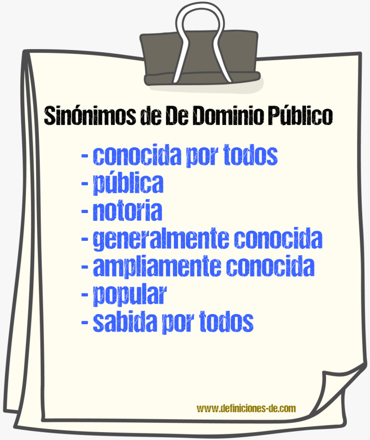 Sinónimos de de dominio público