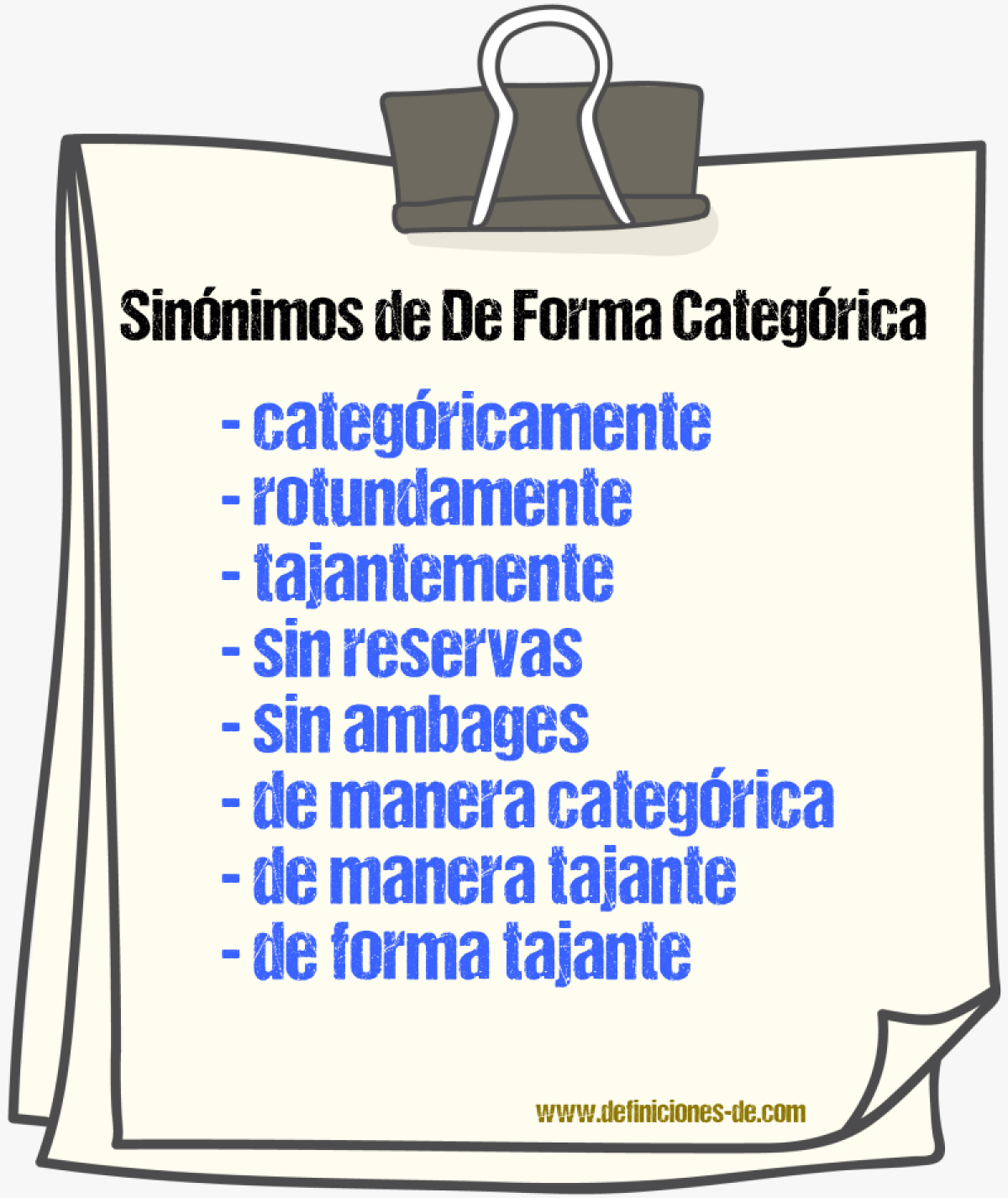 Sinónimos de de forma categórica