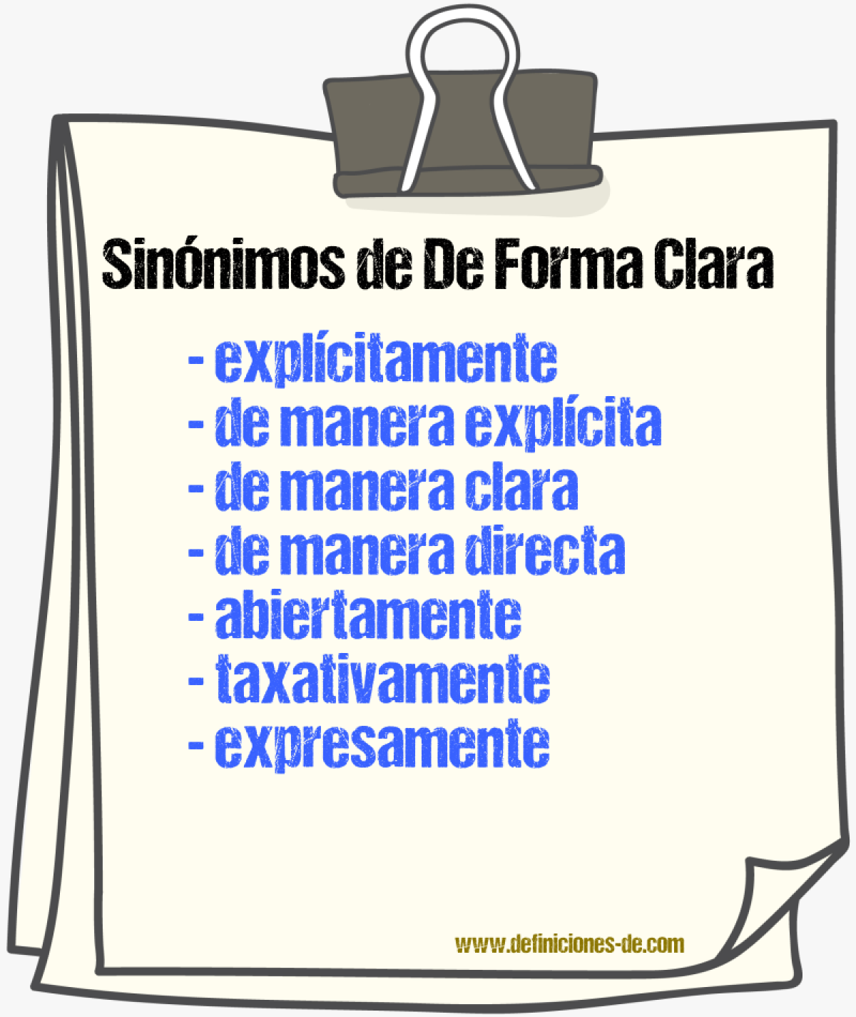 Sinónimos de de forma clara