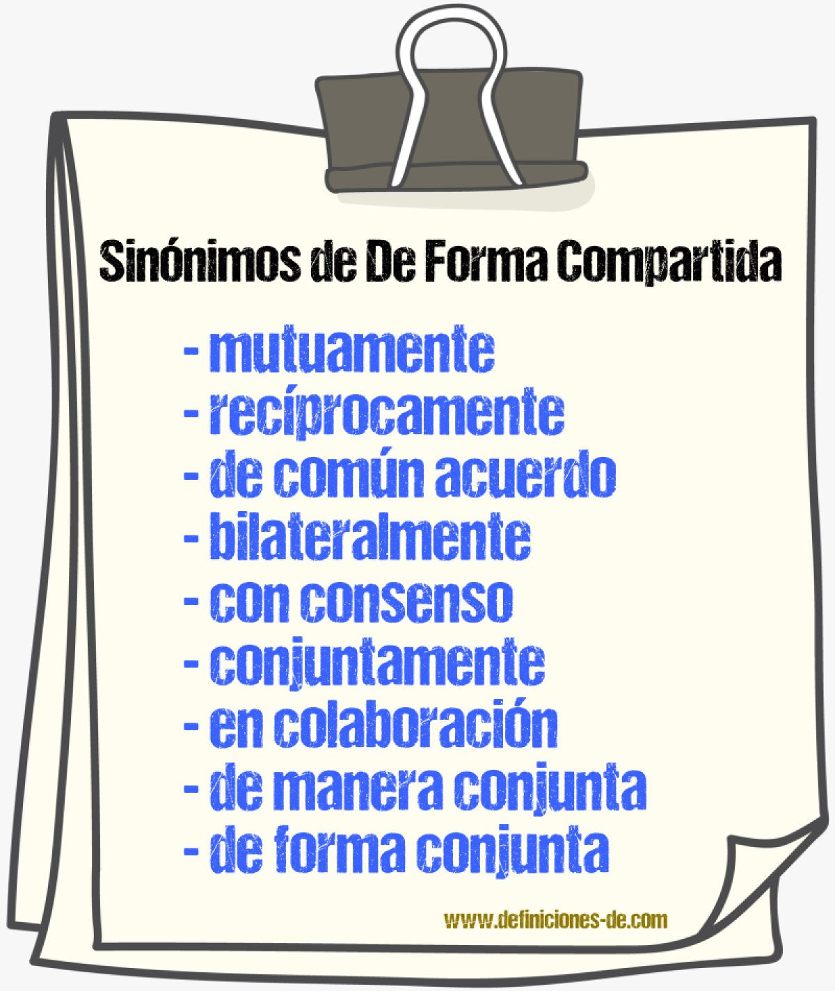 Sinónimos de de forma compartida