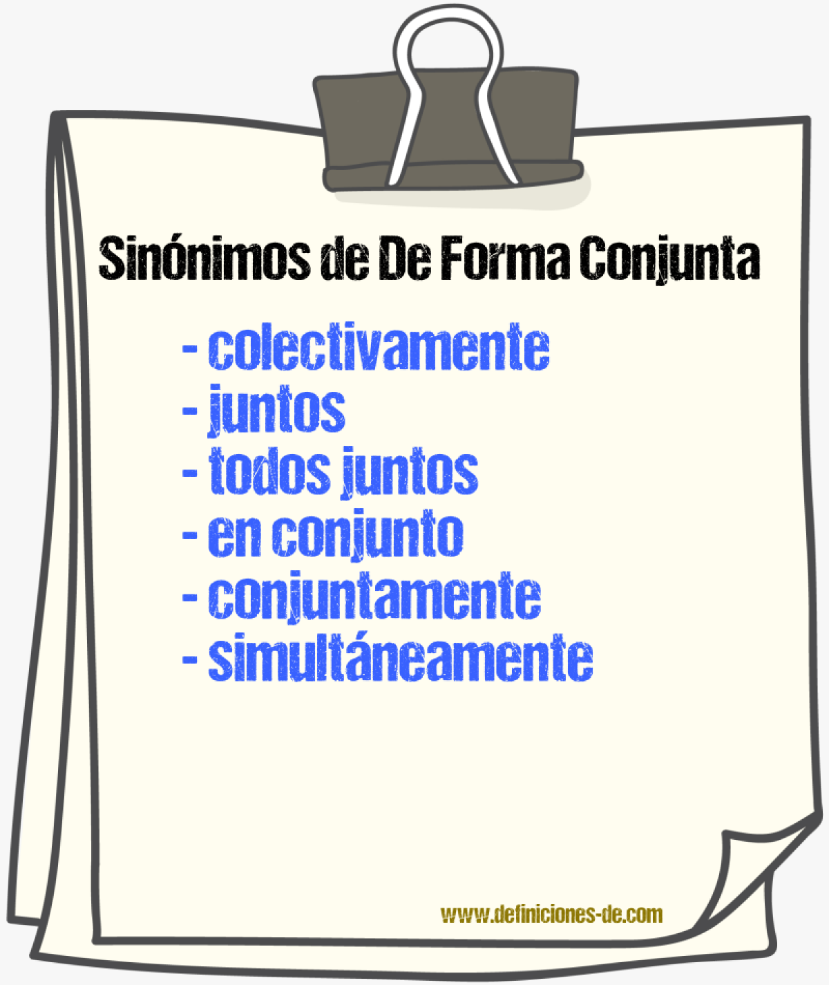 Sinónimos de de forma conjunta
