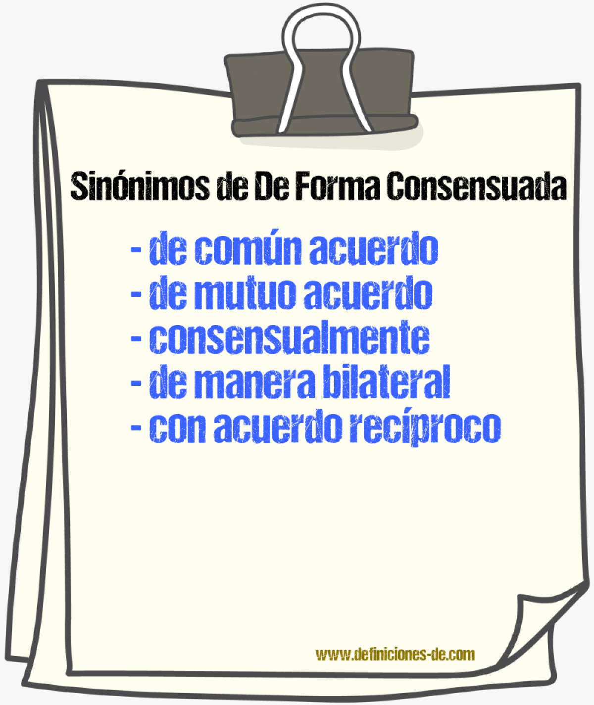 Sinónimos de de forma consensuada