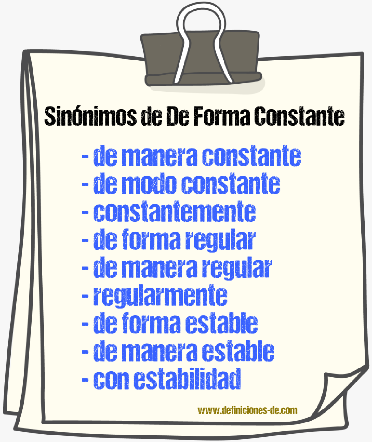 Sinónimos de de forma constante
