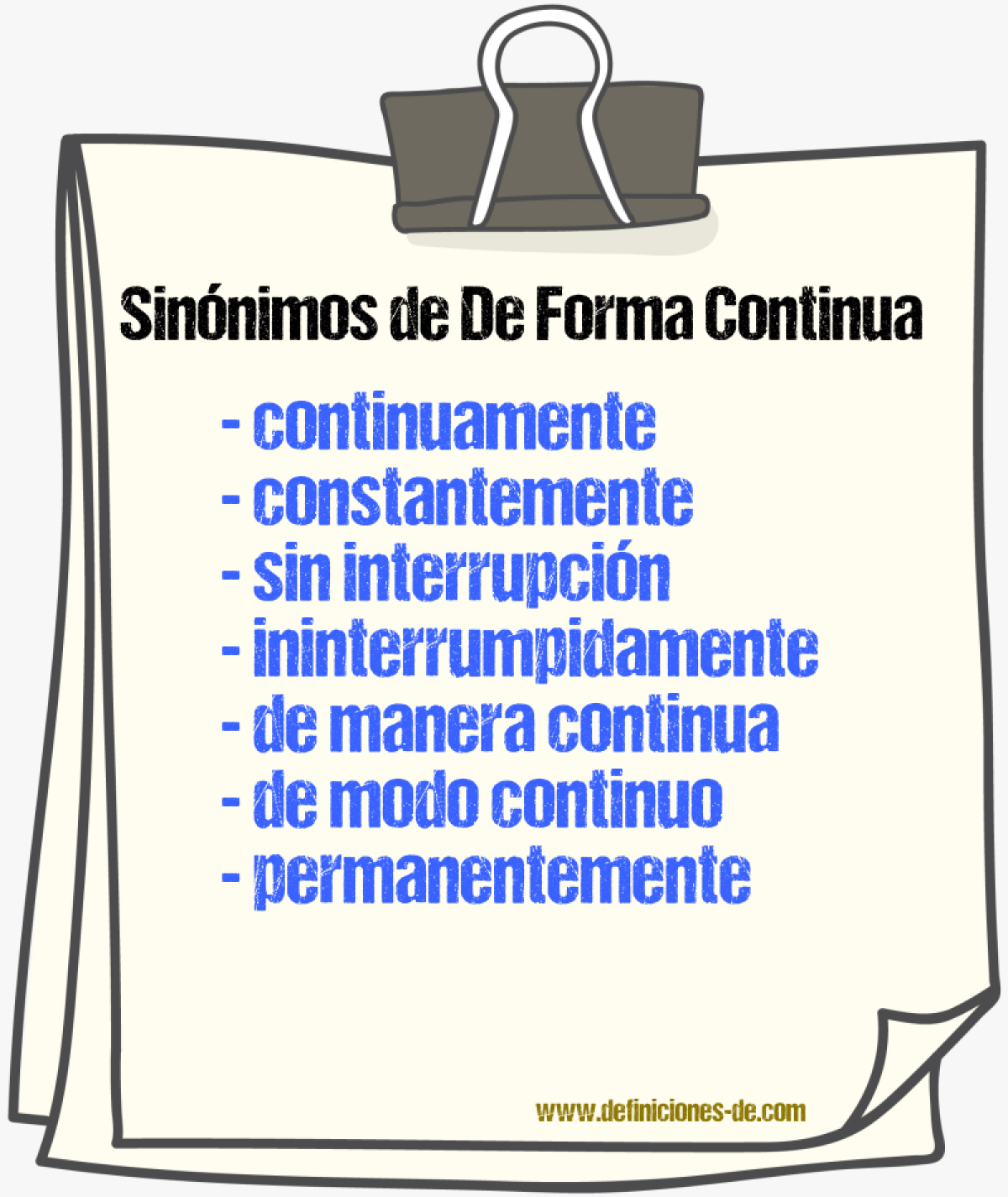 Sinónimos de de forma continua
