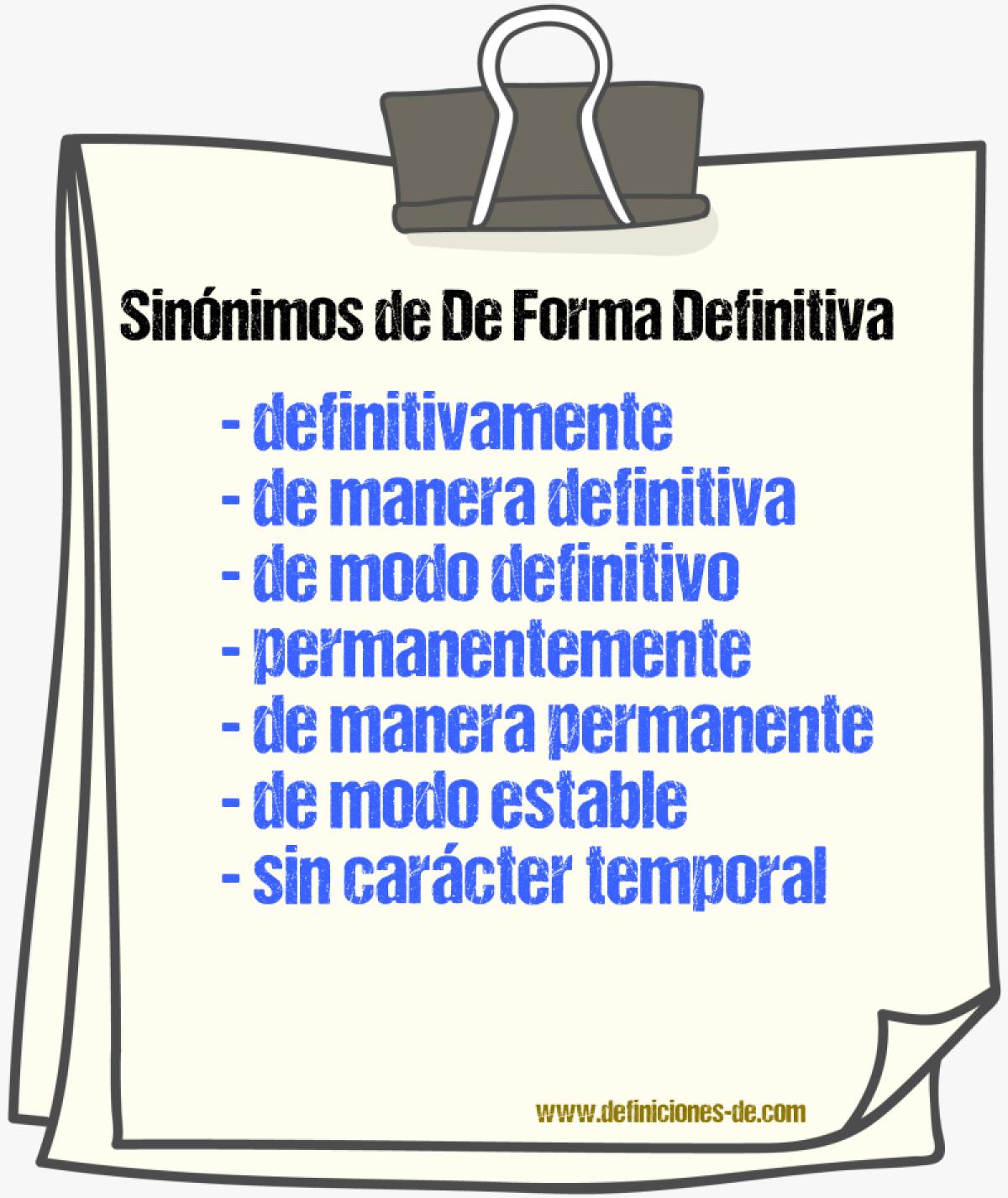 Sinónimos de de forma definitiva
