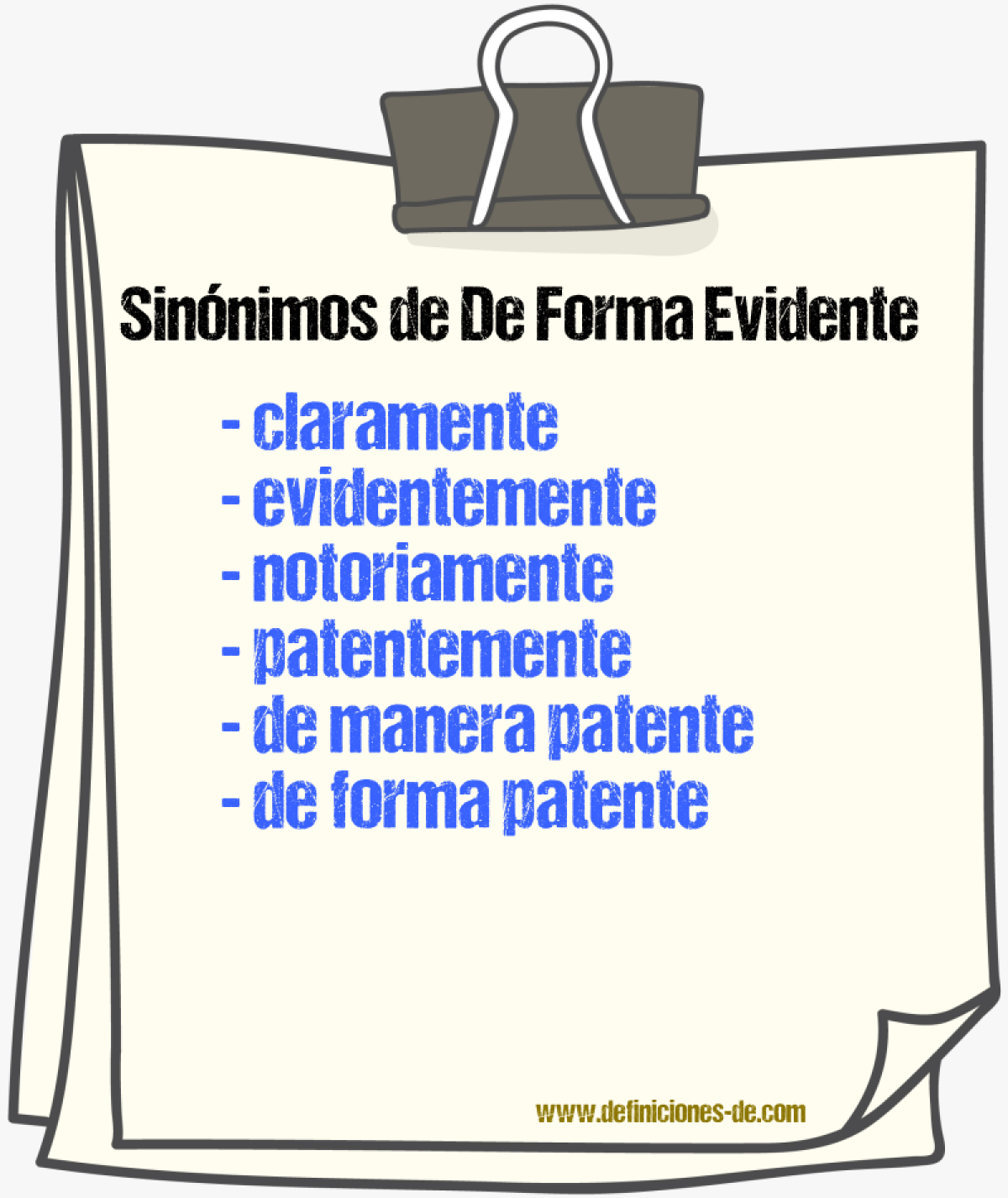 Sinónimos de de forma evidente