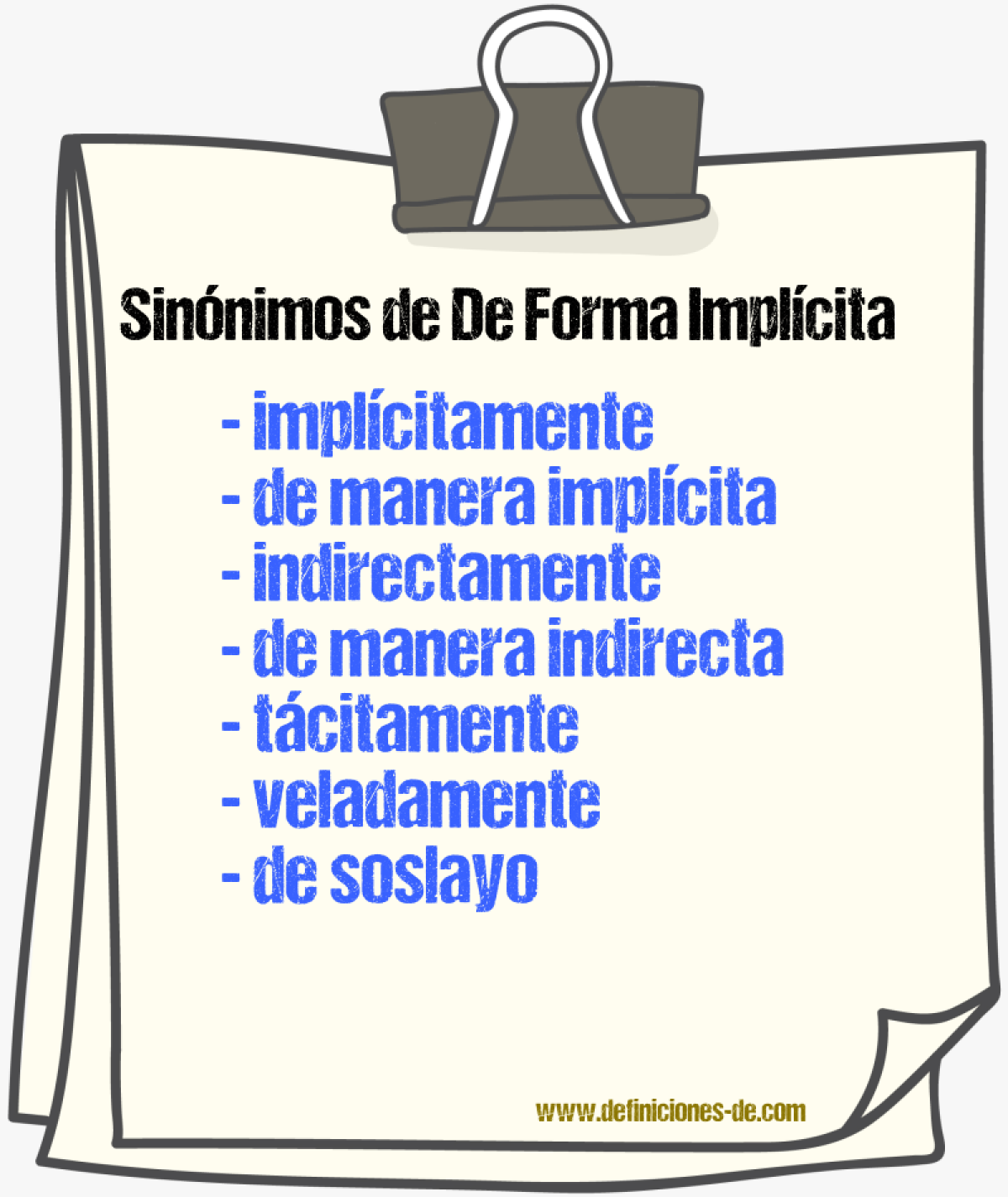 Sinónimos de de forma implícita