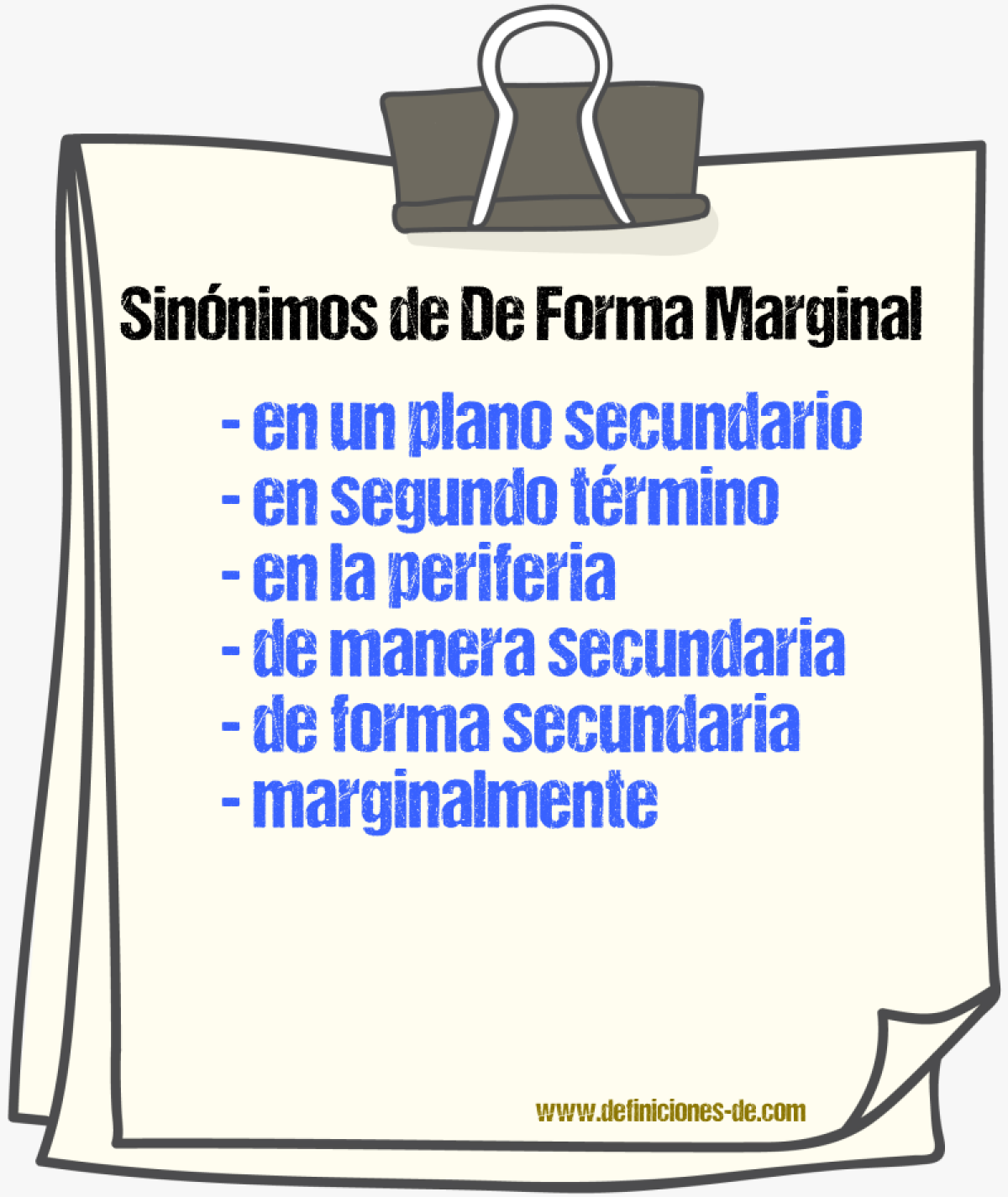 Sinónimos de de forma marginal
