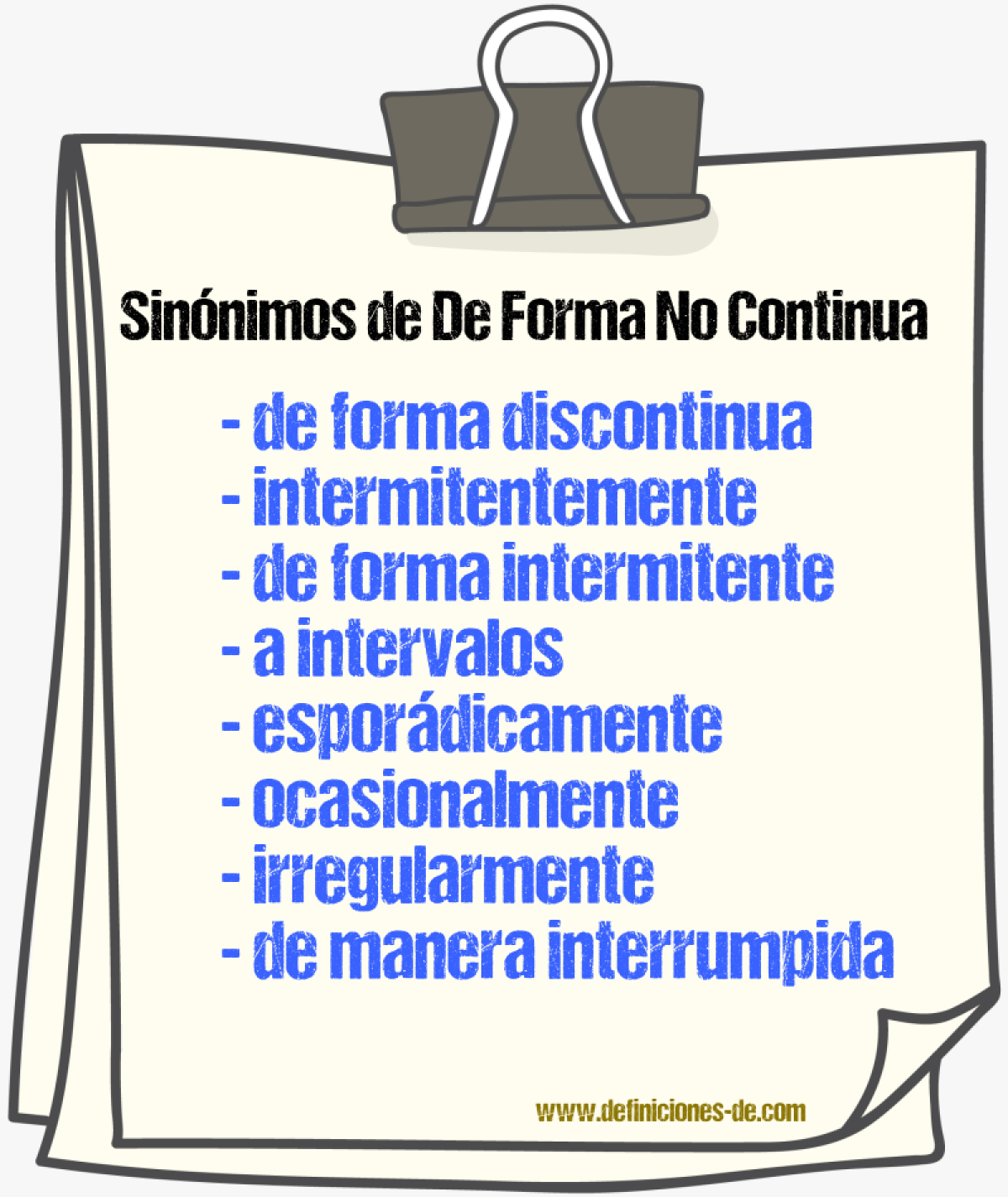 Sinónimos de de forma no continua
