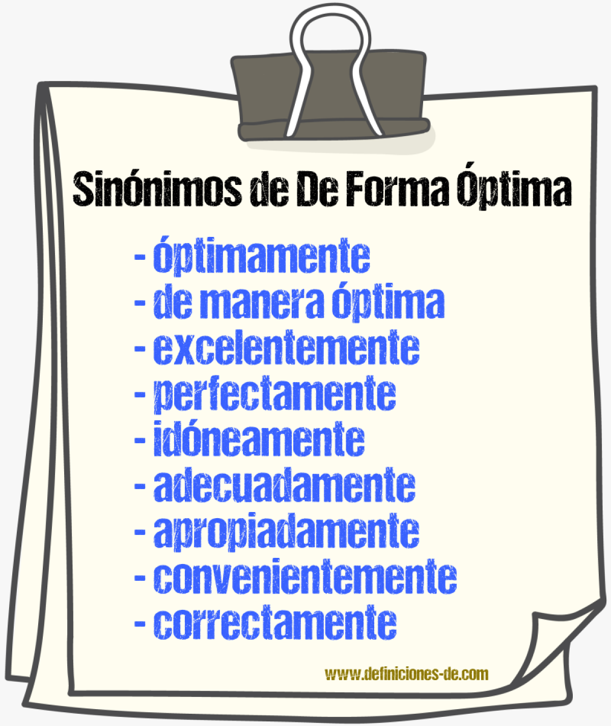 Sinónimos de de forma óptima