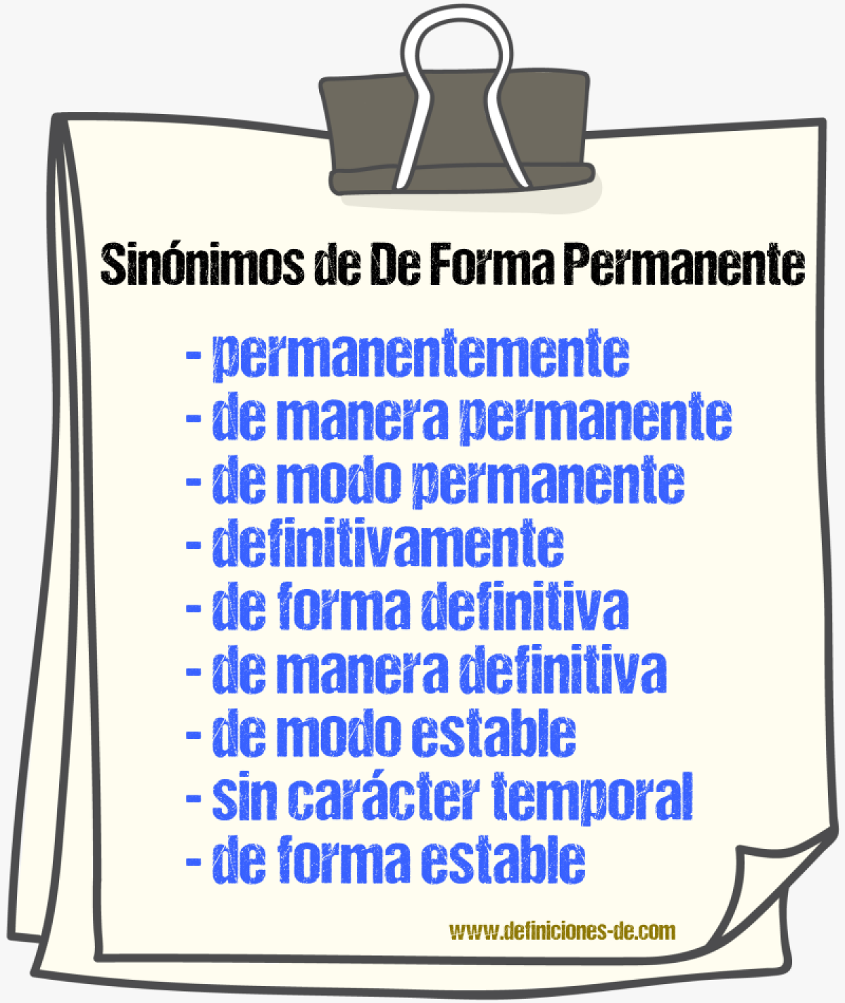 Sinónimos de de forma permanente