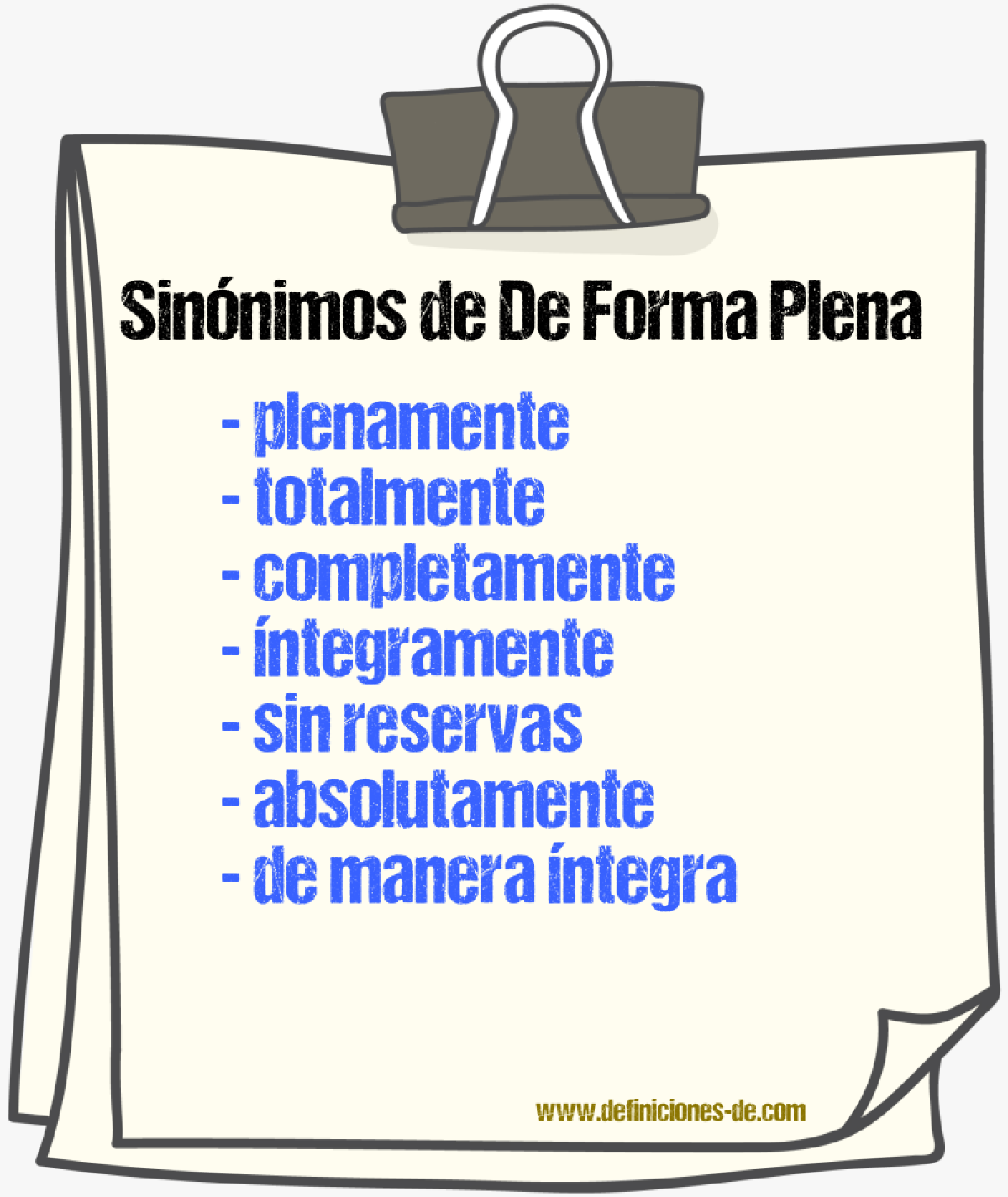 Sinónimos de de forma plena