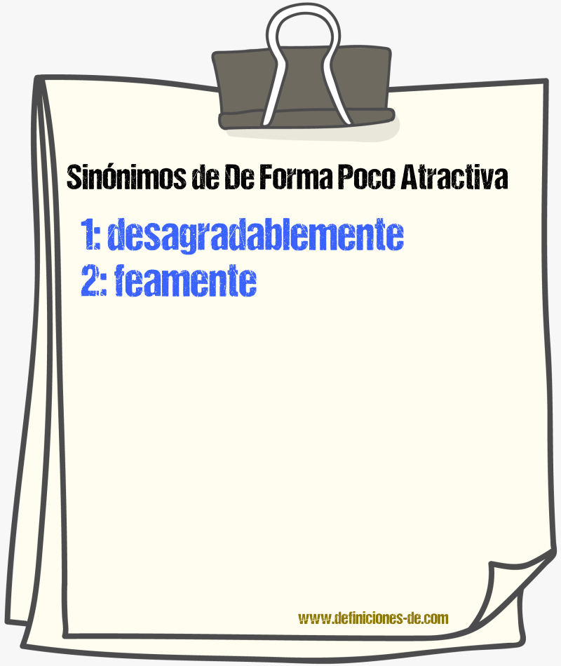 Sinónimos de de forma poco atractiva