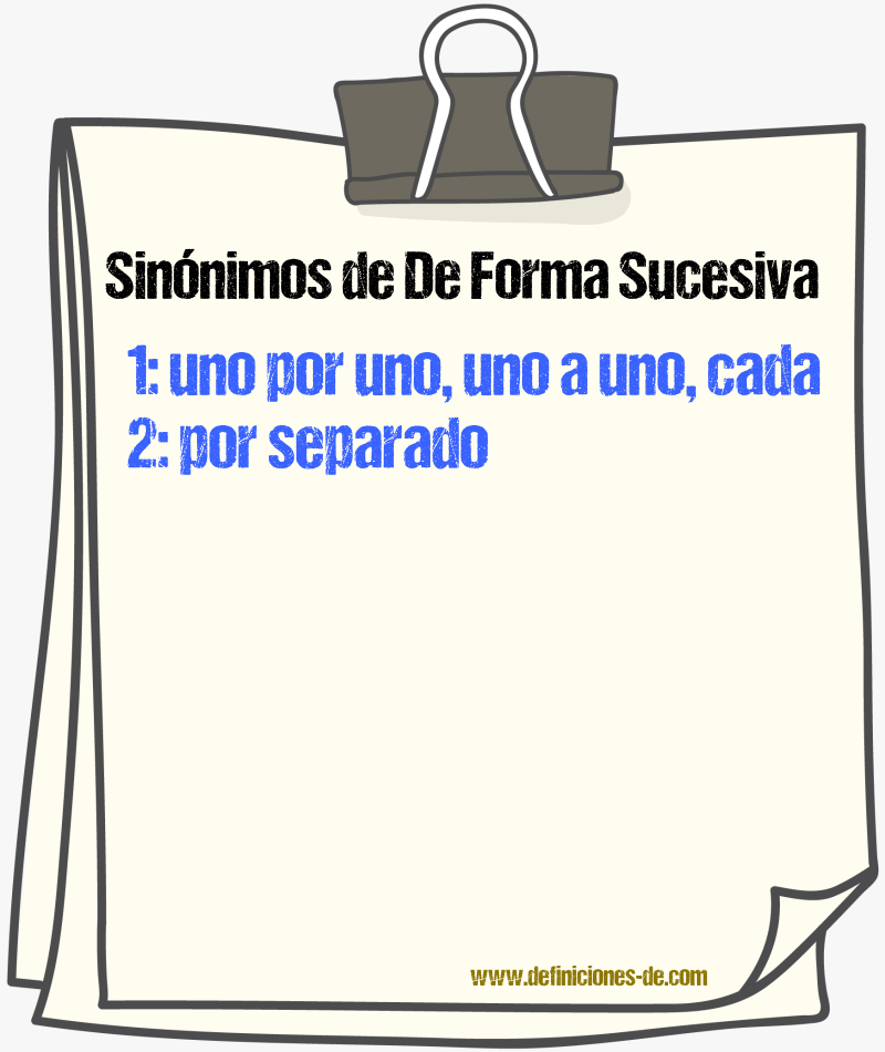 Sinónimos de de forma sucesiva