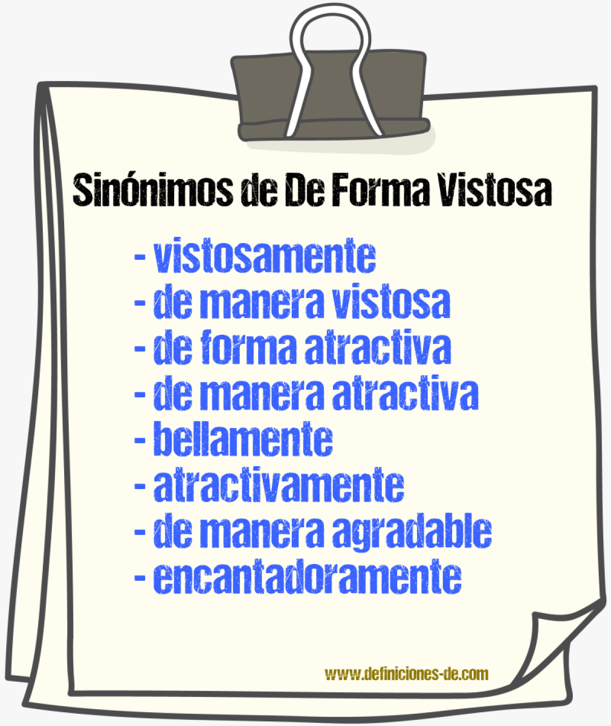 Sinónimos de de forma vistosa