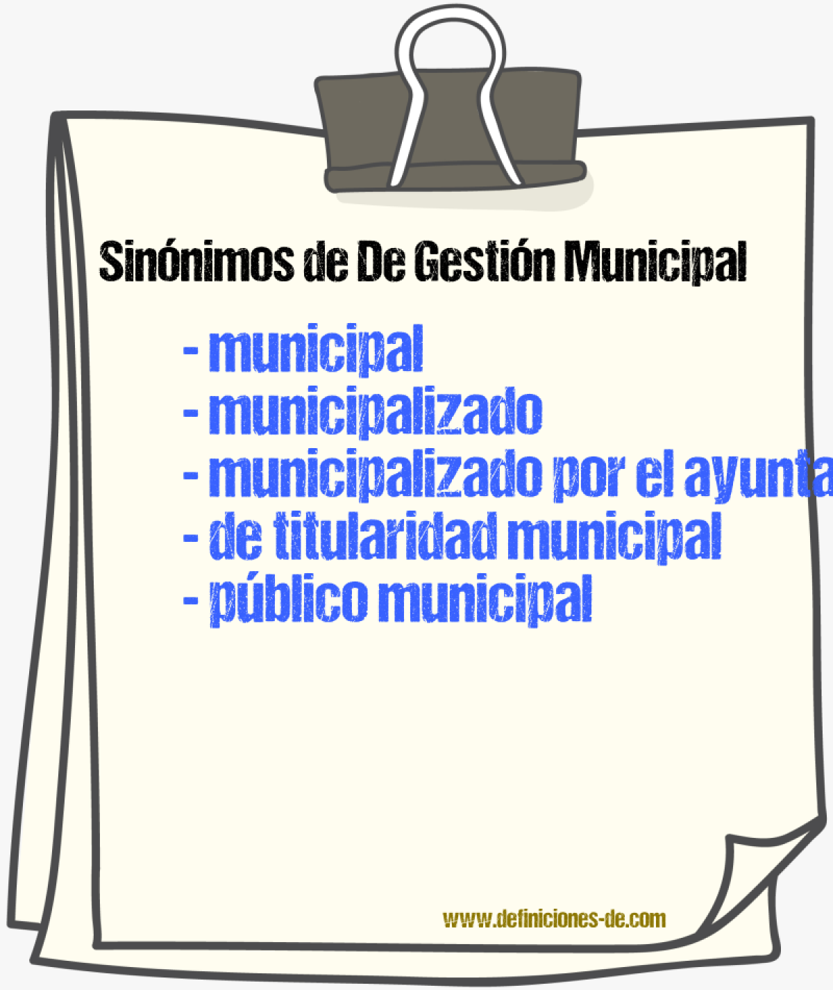 Sinónimos de de gestión municipal