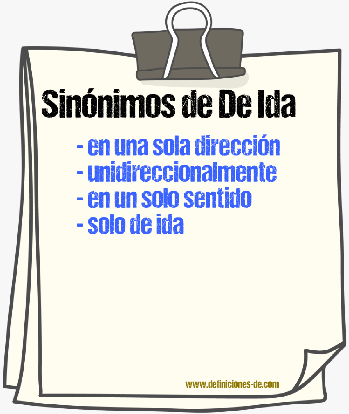 Sinónimos de de ida