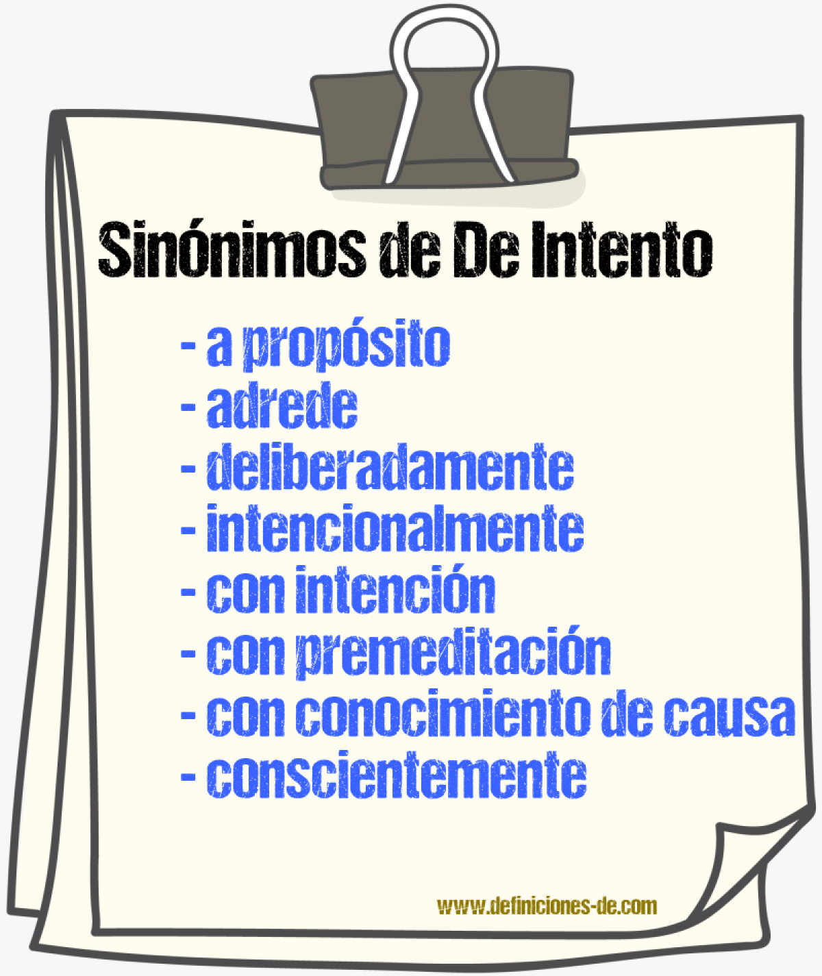 Sinónimos de de intento