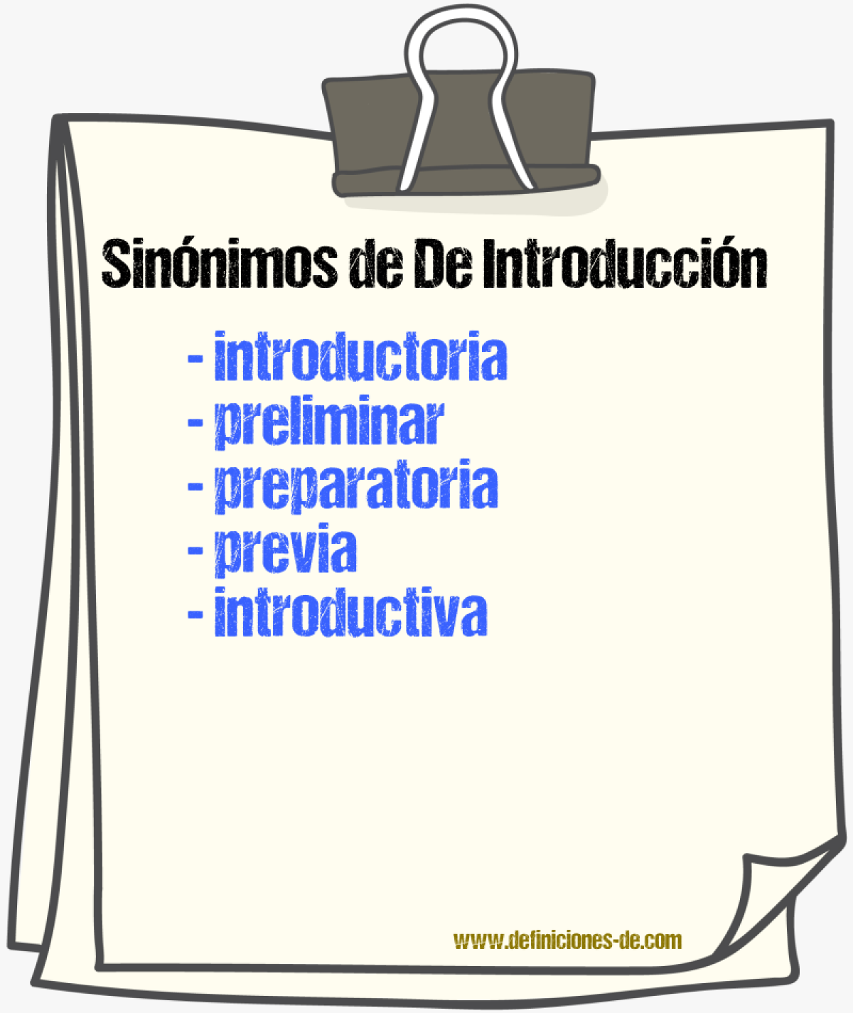 Sinónimos de de introducción