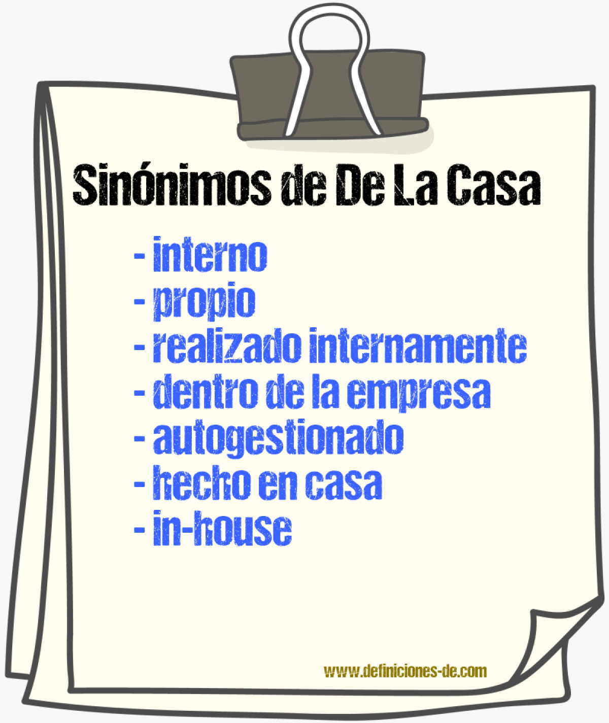 Sinónimos de de la casa