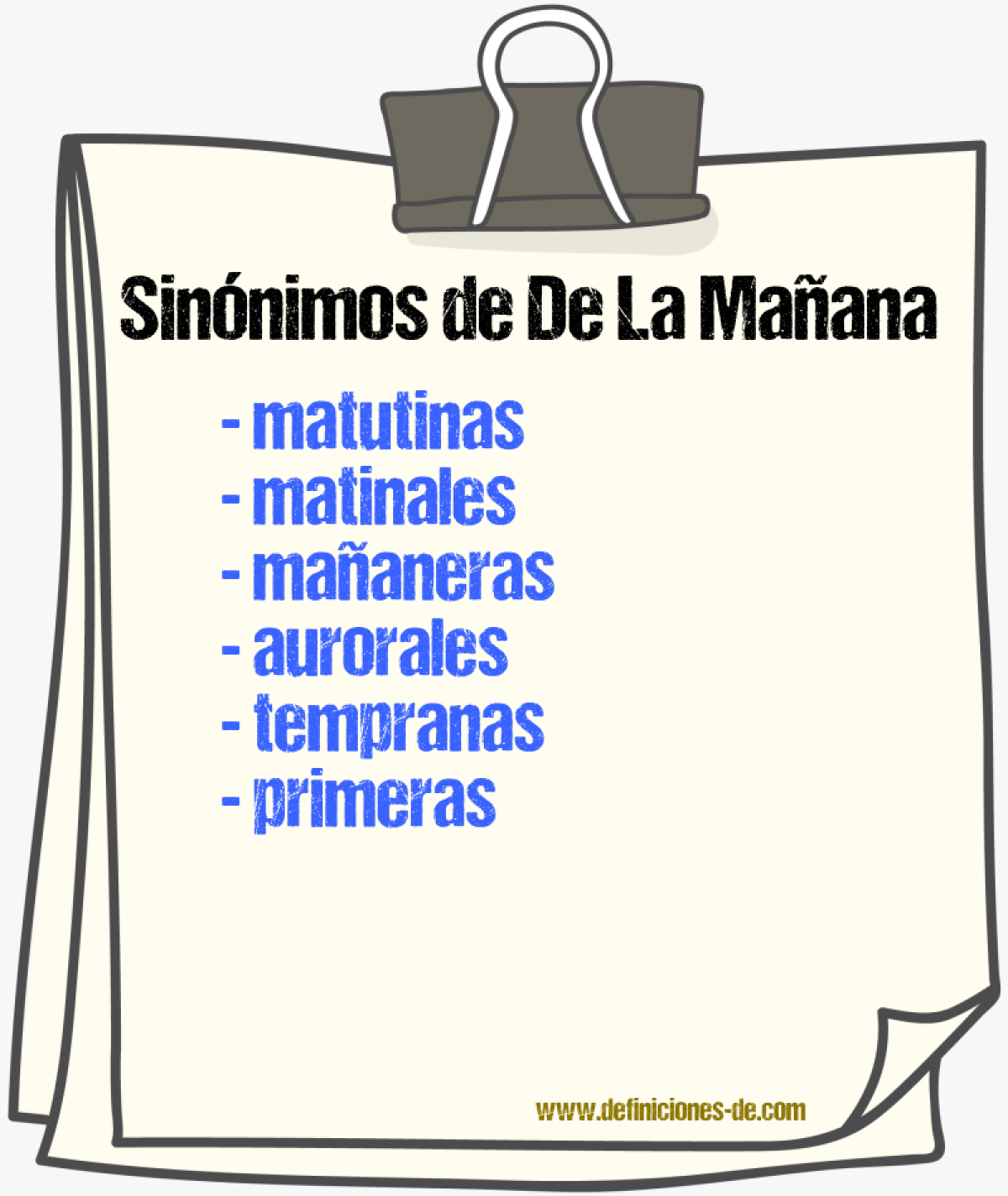 Sinónimos de de la mañana