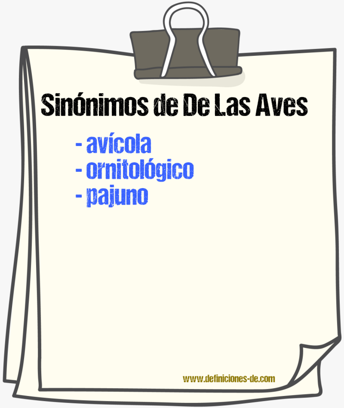 Sinónimos de de las aves
