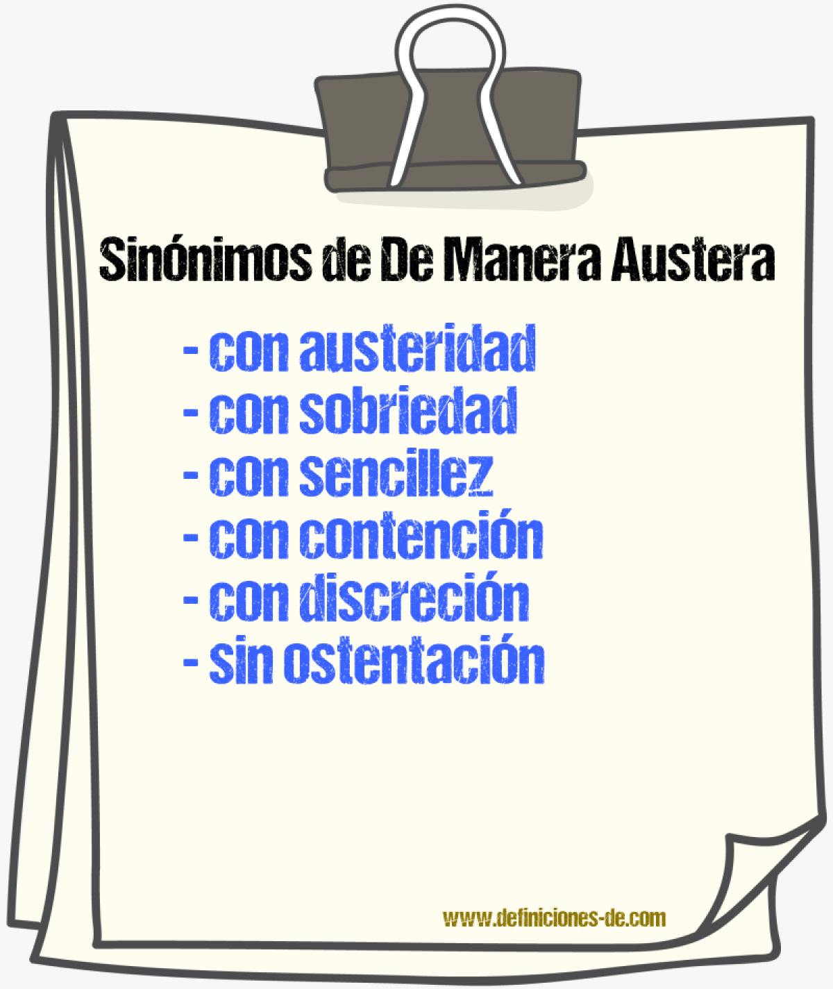 Sinónimos de de manera austera