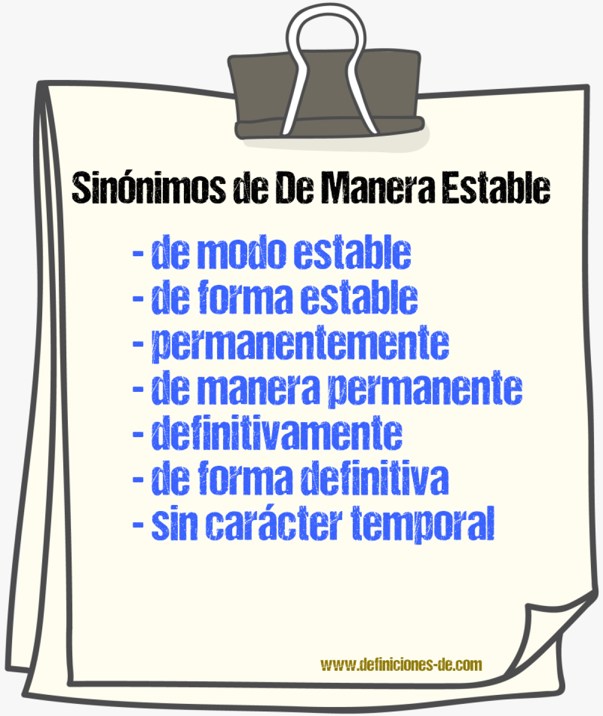 Sinónimos de de manera estable